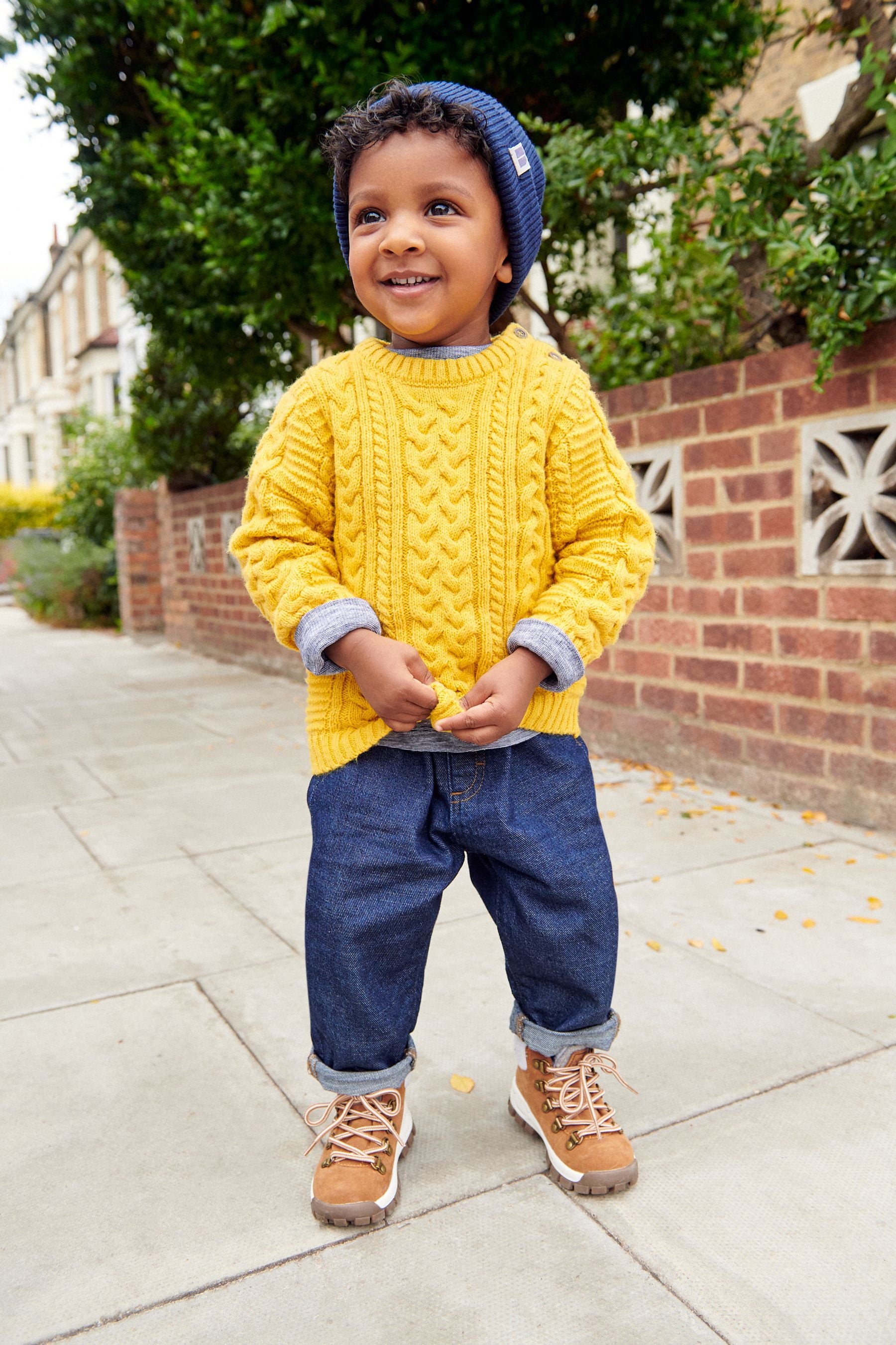 Yellow Cable Crew Jumper (3mths-7yrs)