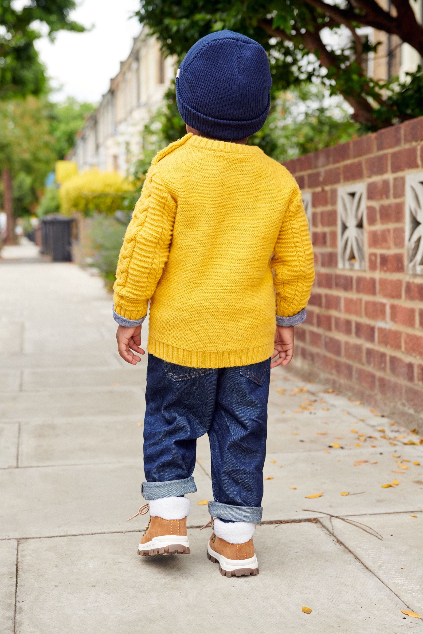 Yellow Cable Crew Jumper (3mths-7yrs)