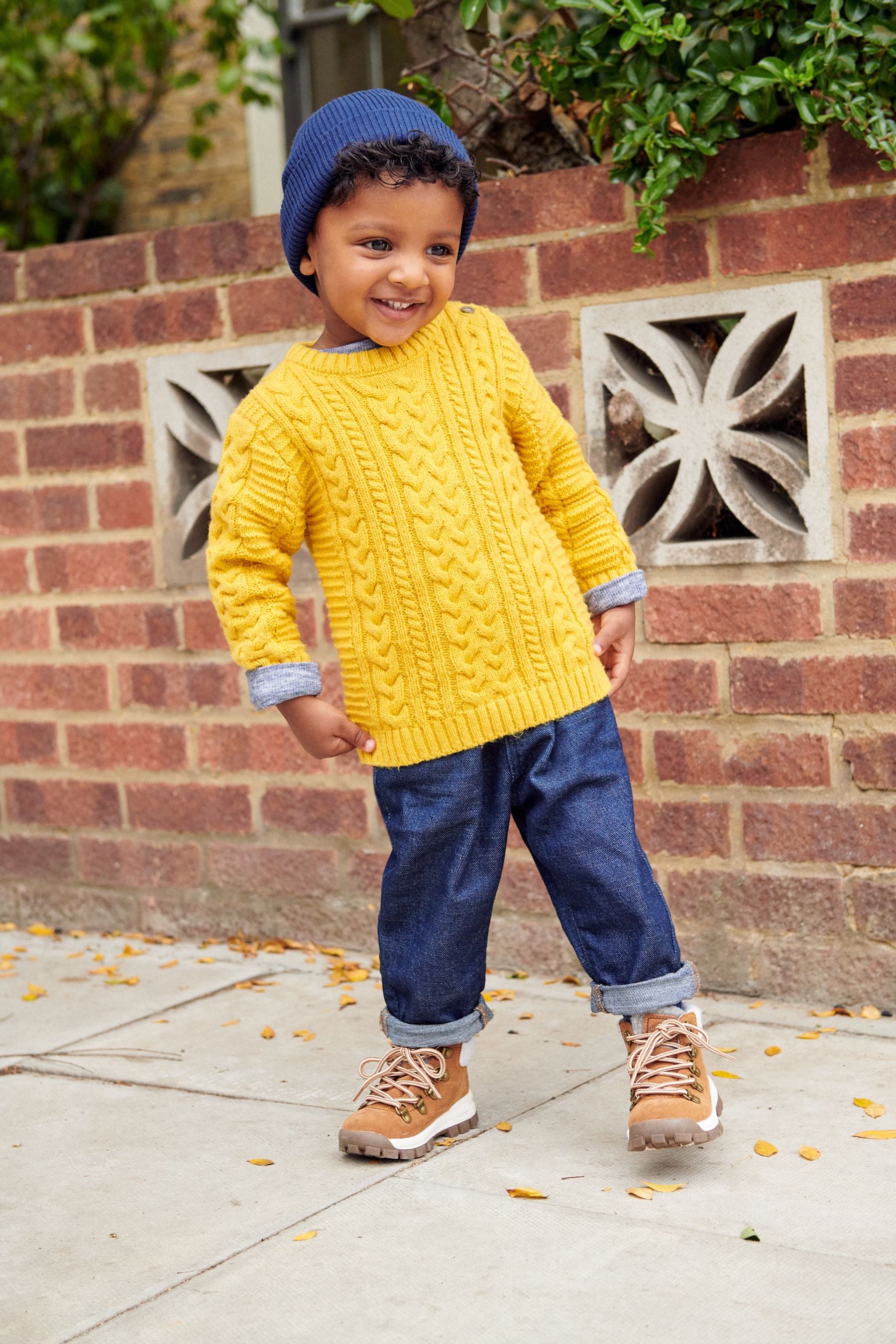 Yellow Cable Crew Jumper (3mths-7yrs)