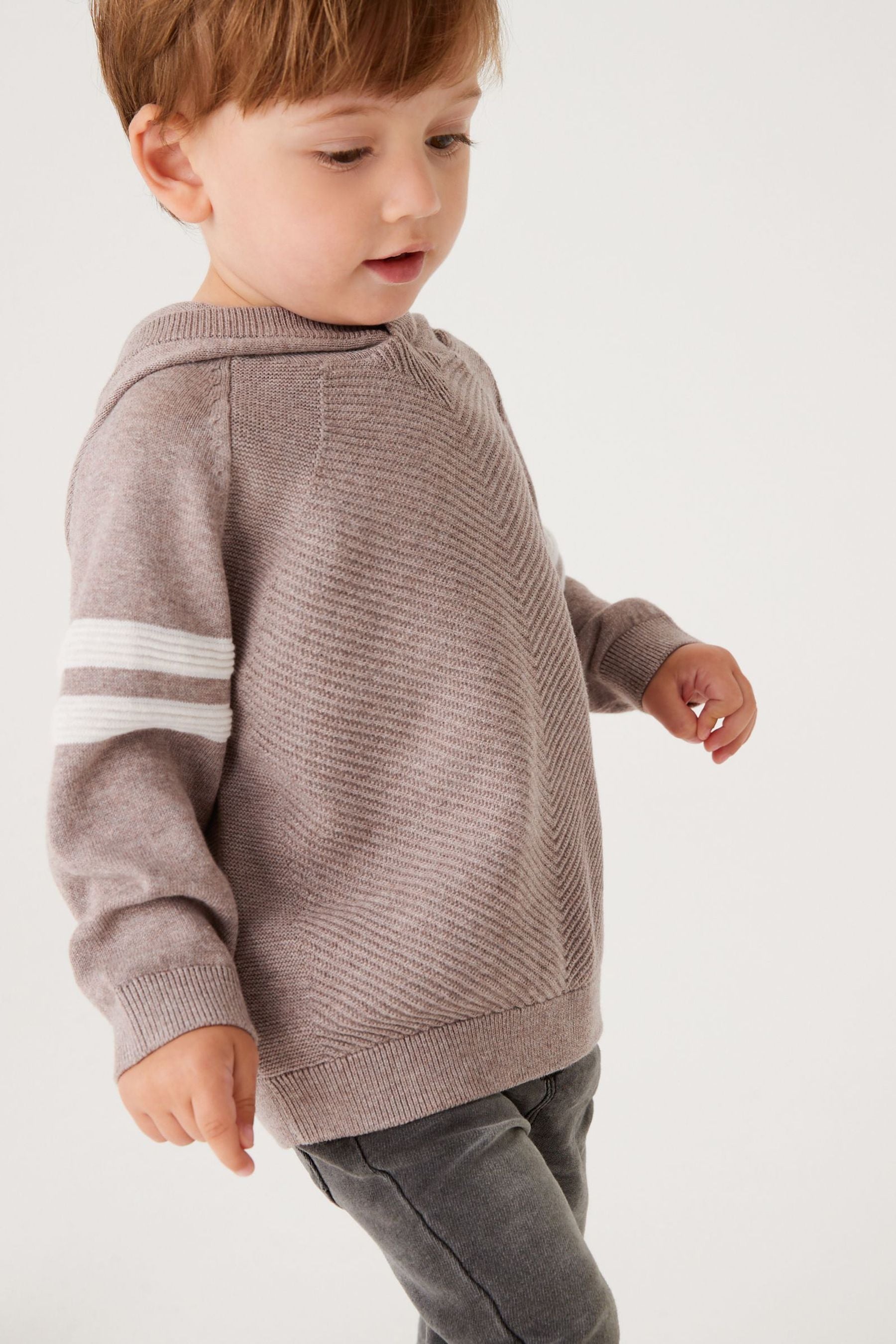 Taupe Brown Knitted Ripple Hoody Set (3mths-7yrs)