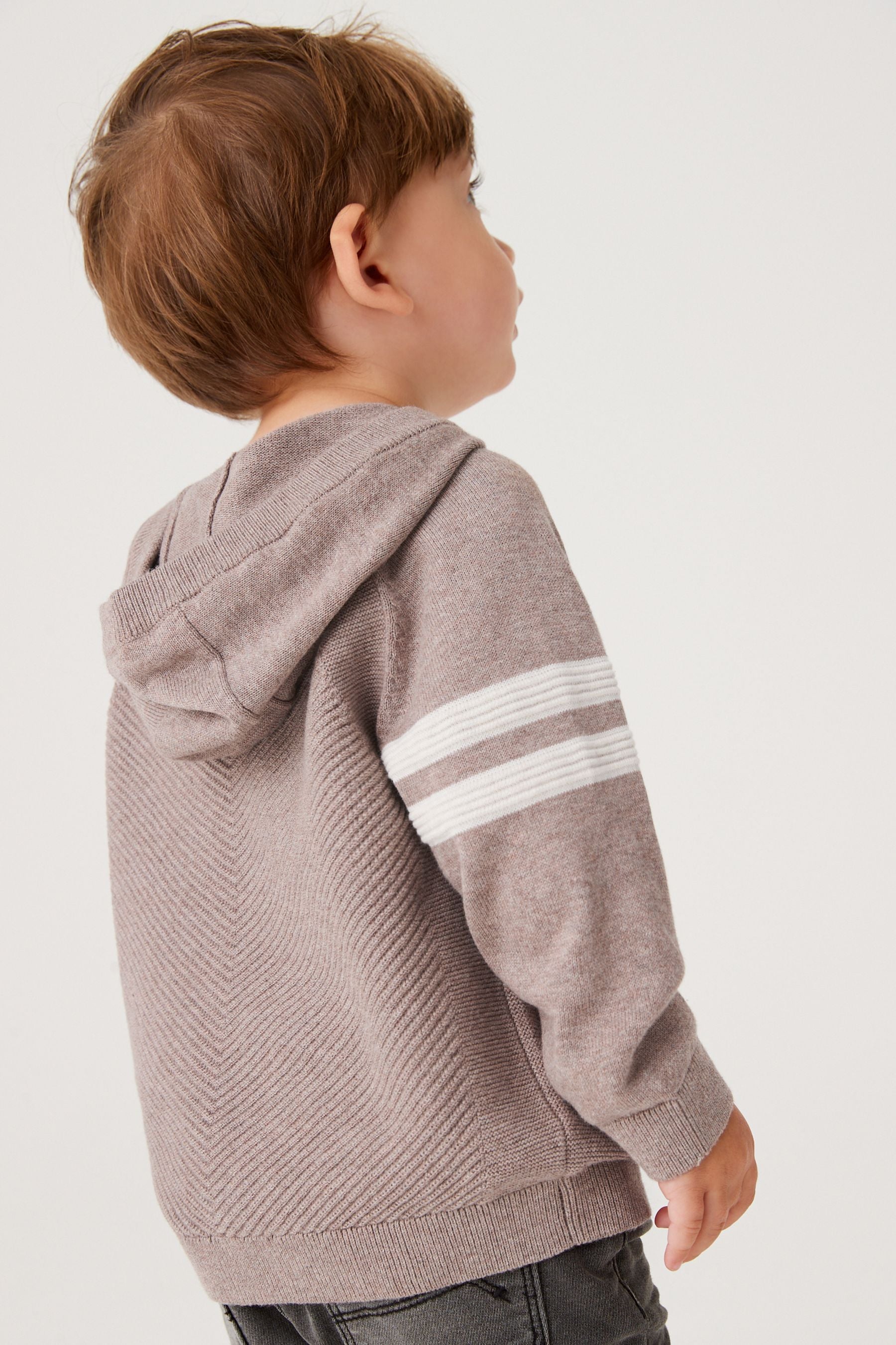 Taupe Brown Knitted Ripple Hoody Set (3mths-7yrs)