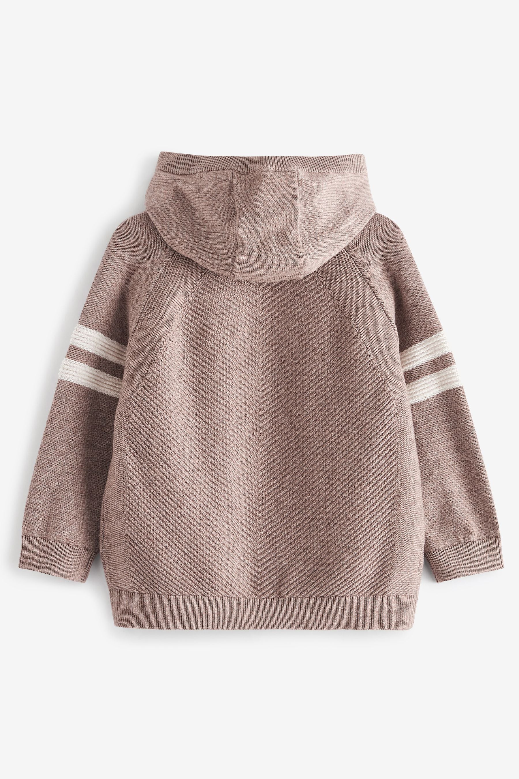 Taupe Brown Knitted Ripple Hoody Set (3mths-7yrs)