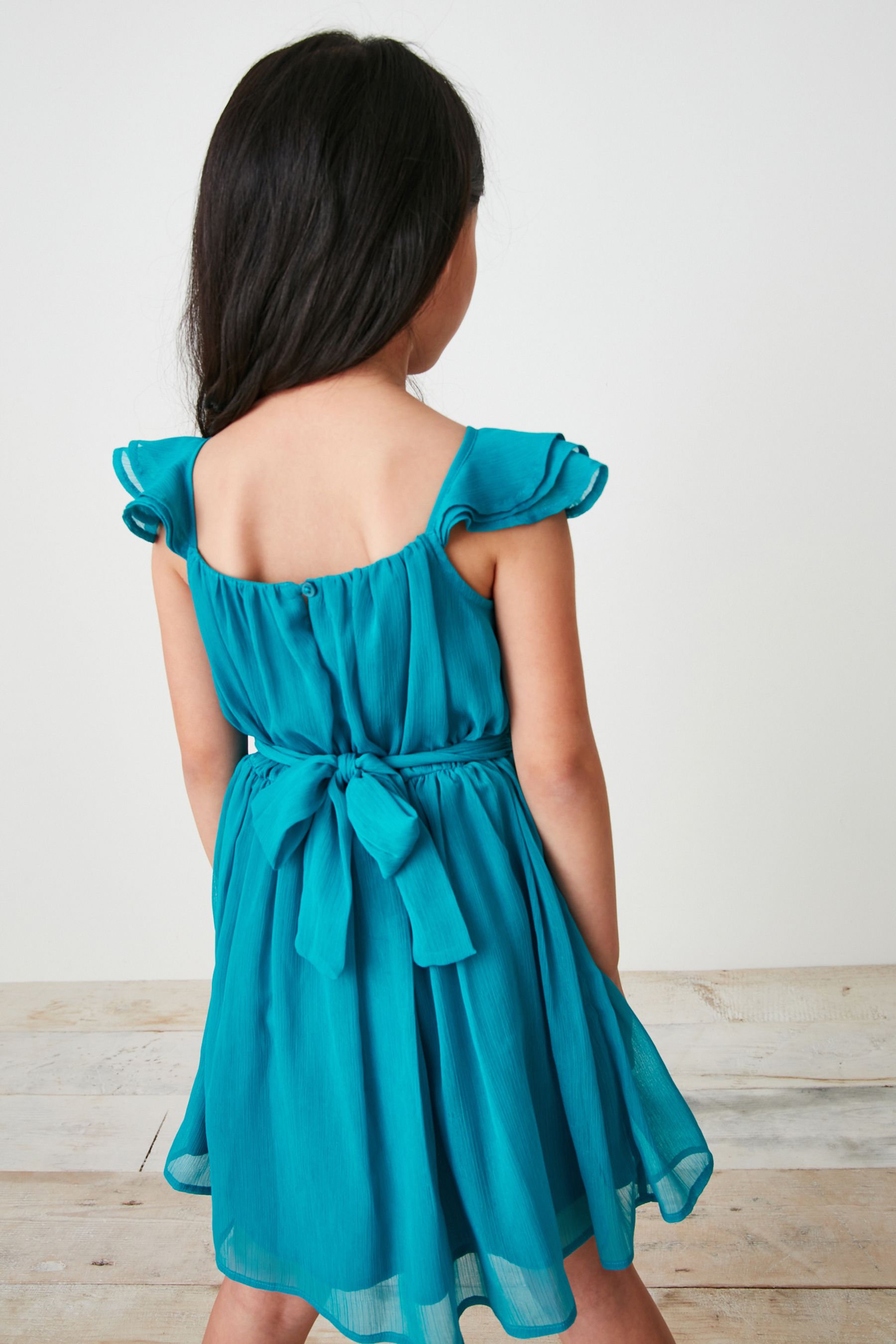 Teal Green Chiffon Party Dress (3-16yrs)