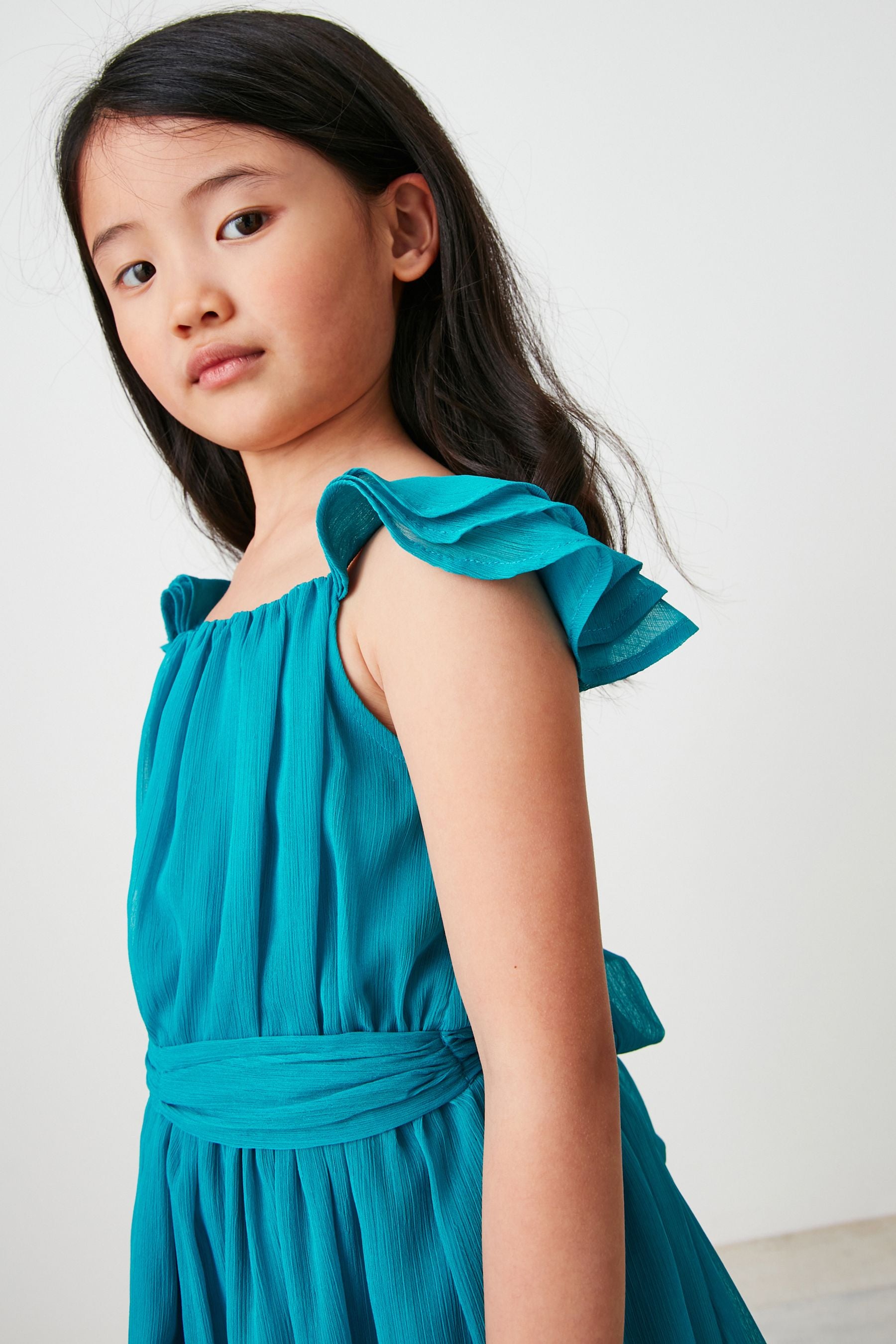 Teal Green Chiffon Party Dress (3-16yrs)