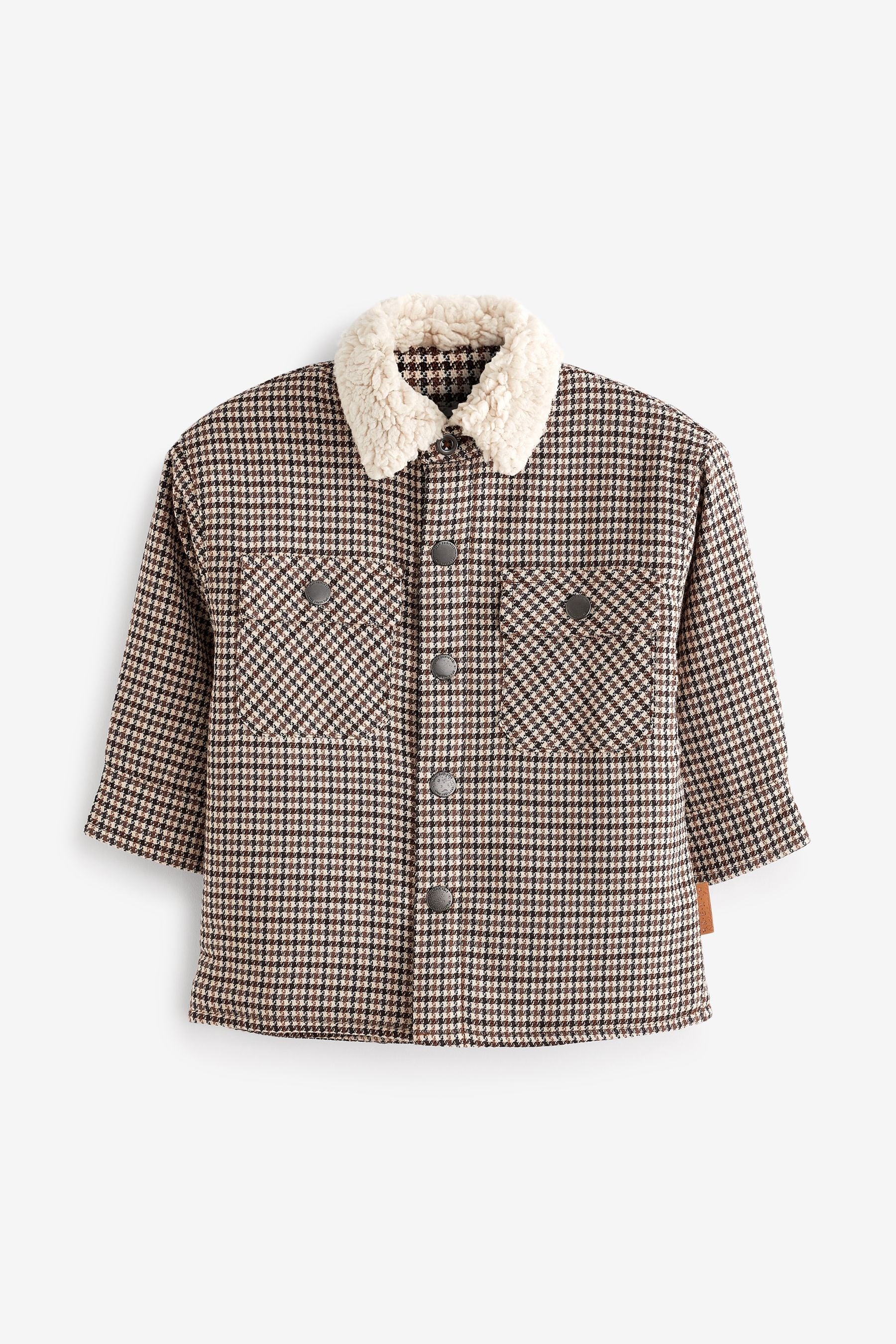 Tan Brown Check Teddy Lined Shacket (3mths-7yrs)