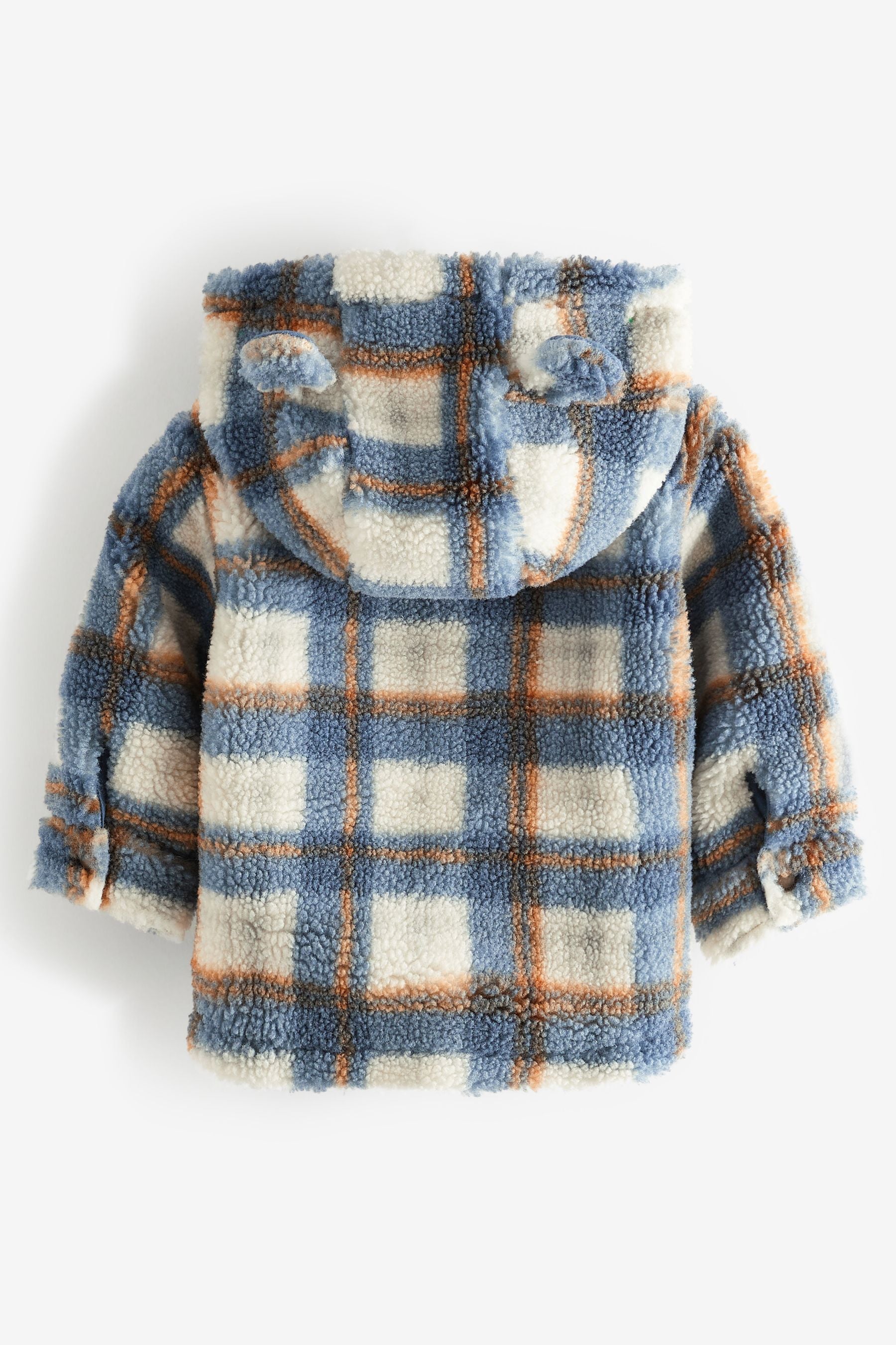 Blue Check Hooded Cosy Borg Shacket (3mths-7yrs)