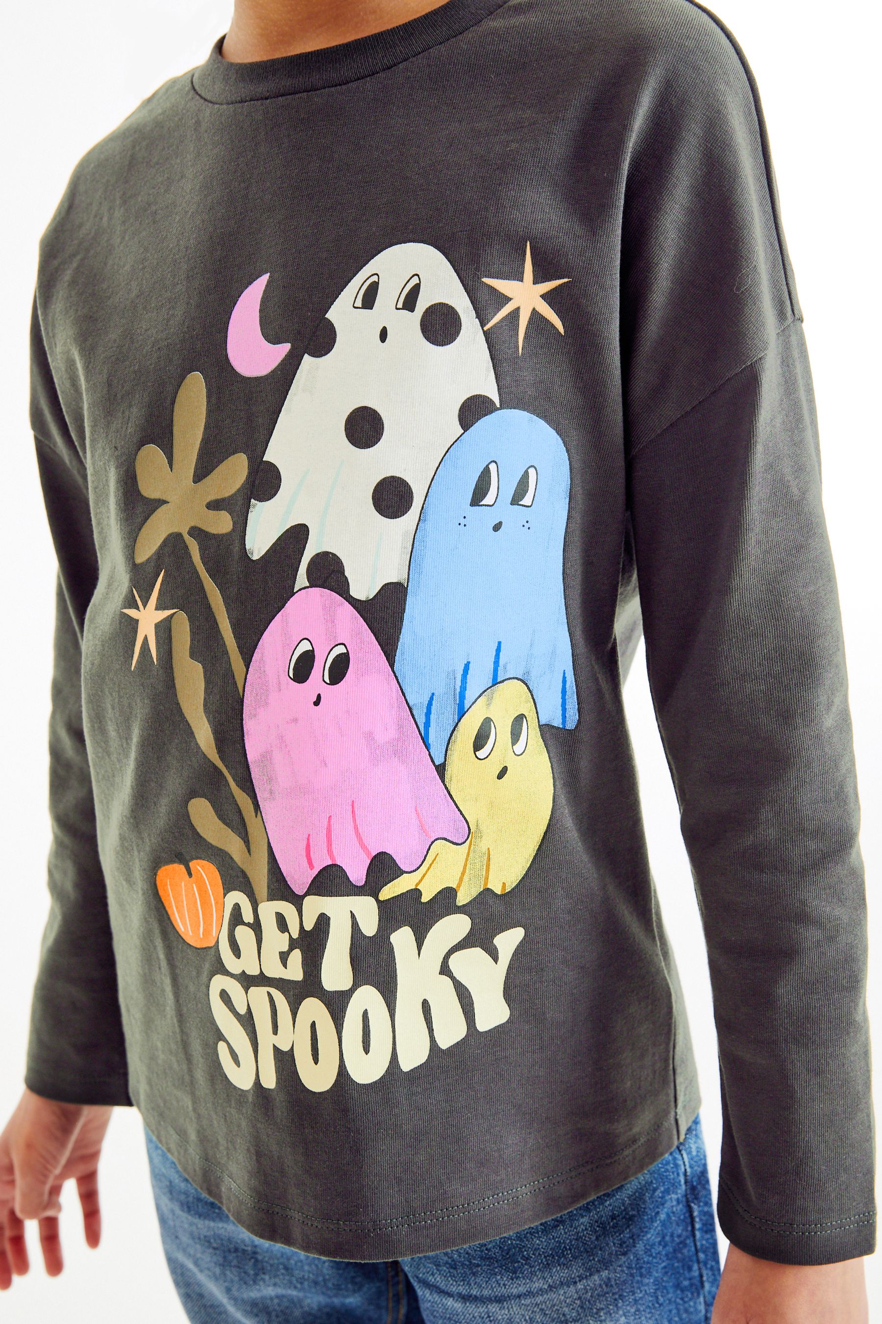 Charcoal Grey Get Spooky Halloween T-Shirt (3-16yrs)