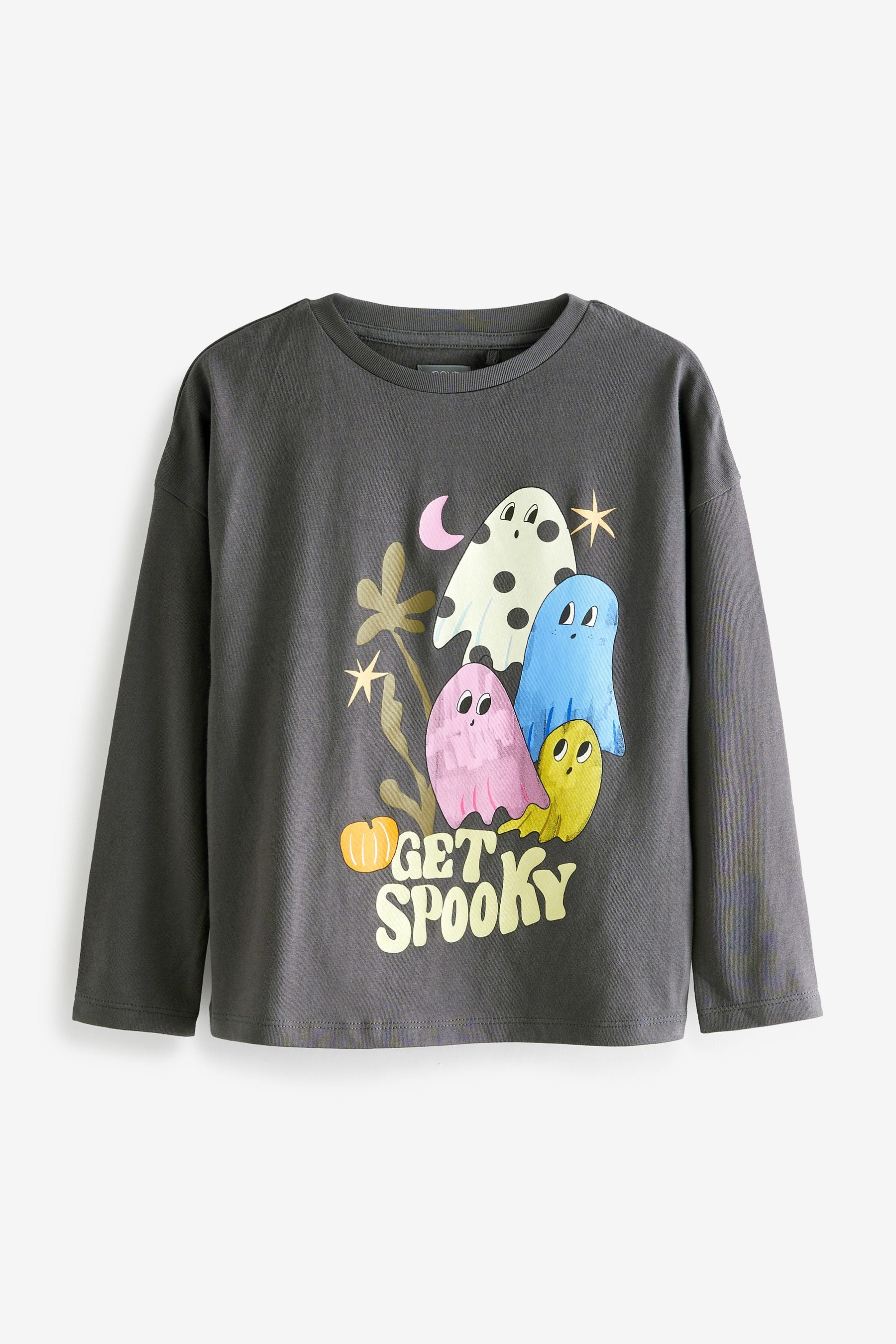 Charcoal Grey Get Spooky Halloween T-Shirt (3-16yrs)