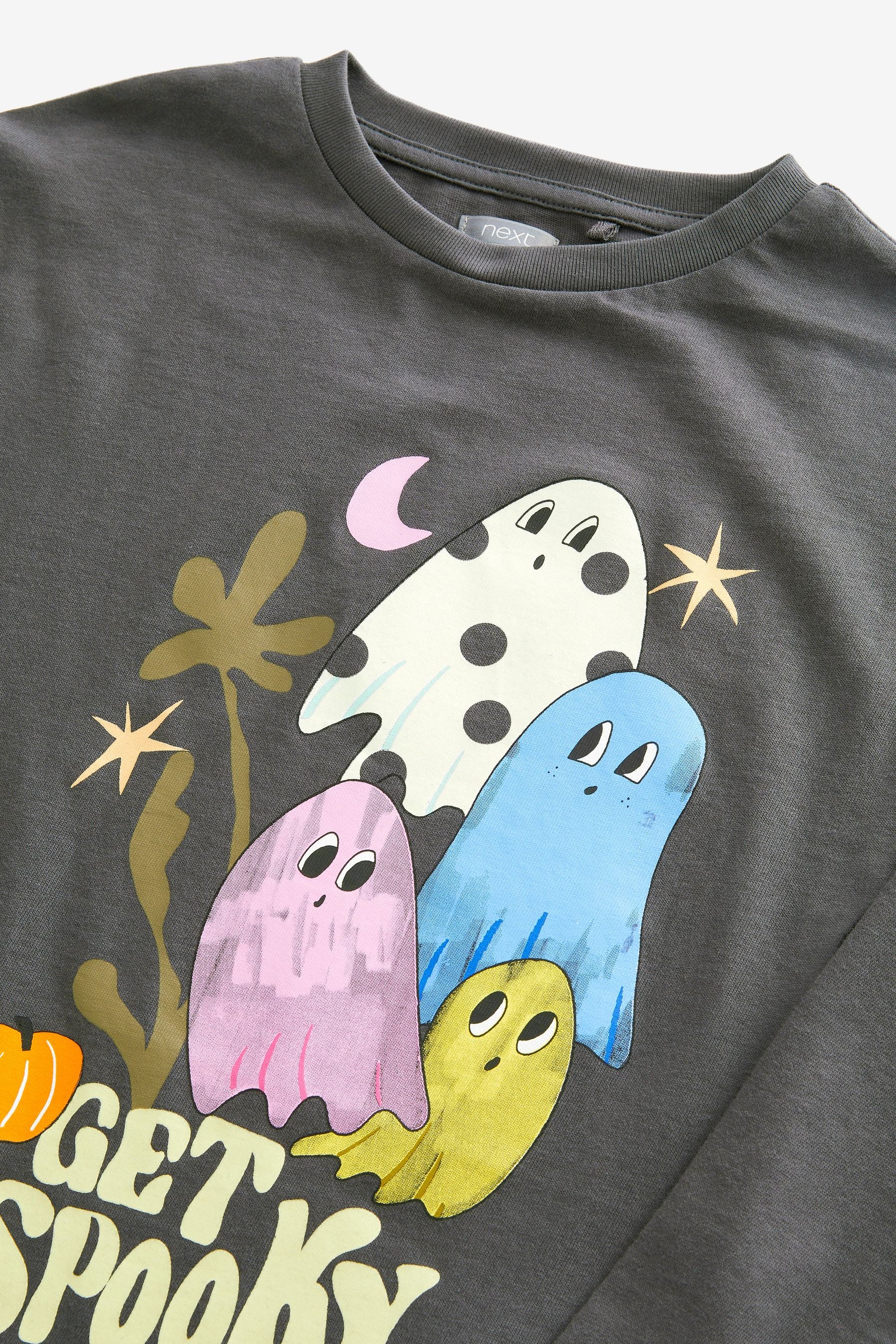 Charcoal Grey Get Spooky Halloween T-Shirt (3-16yrs)