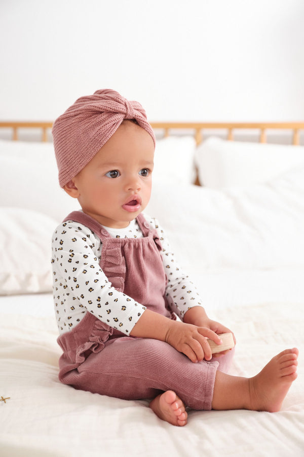 Dark Pink Velour 2 Piece Baby Dungarees And Bodysuit Set (0mths-2yrs)