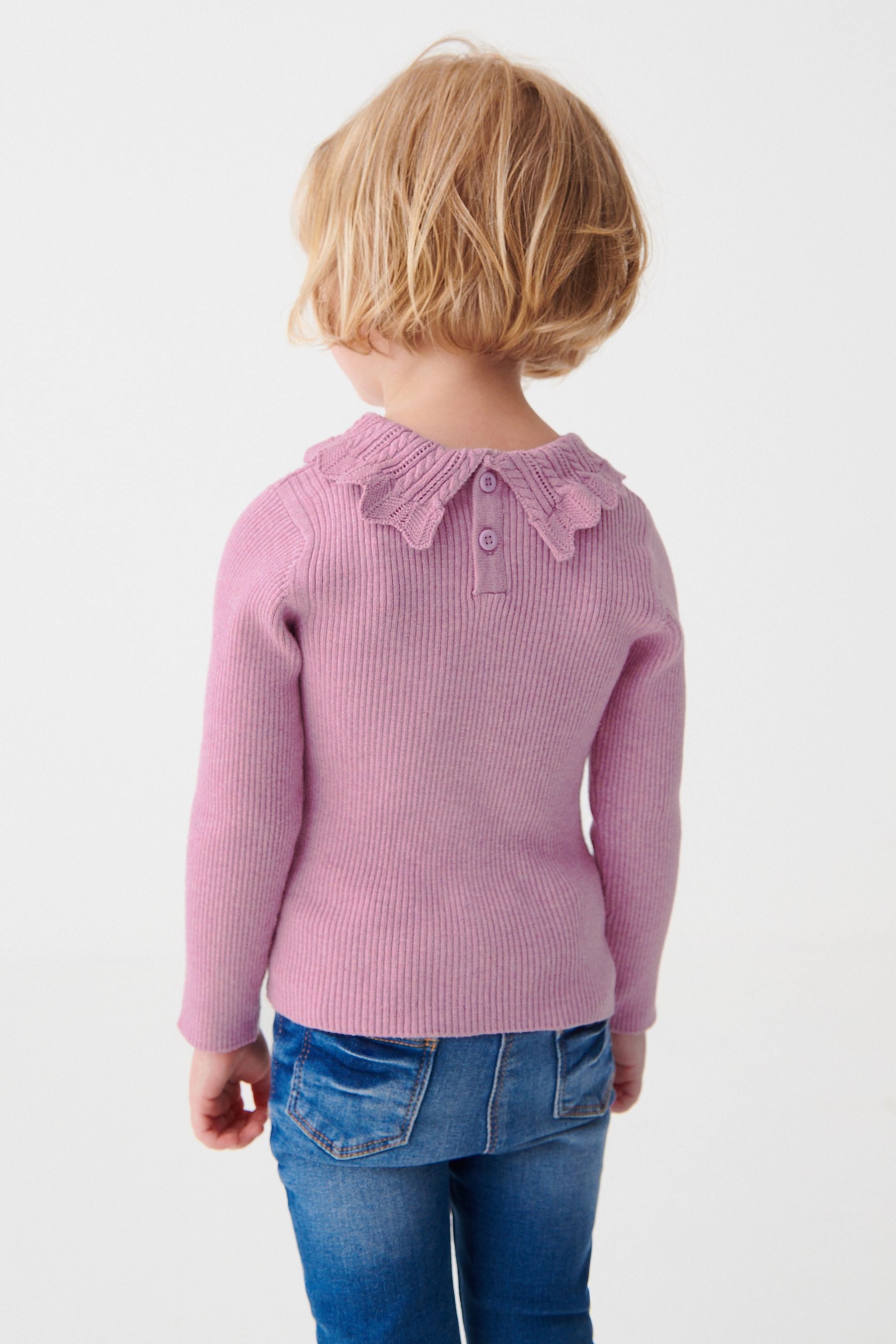 Lilac Purple Pointelle Neck Jumper (3mths-7yrs)