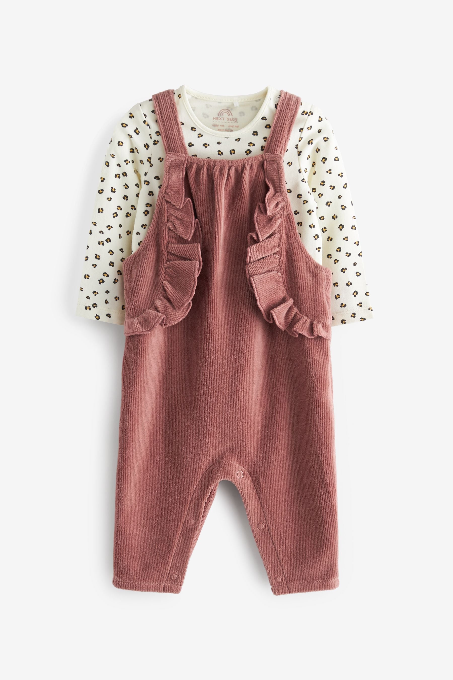 Dark Pink Velour 2 Piece Baby Dungarees And Bodysuit Set (0mths-2yrs)