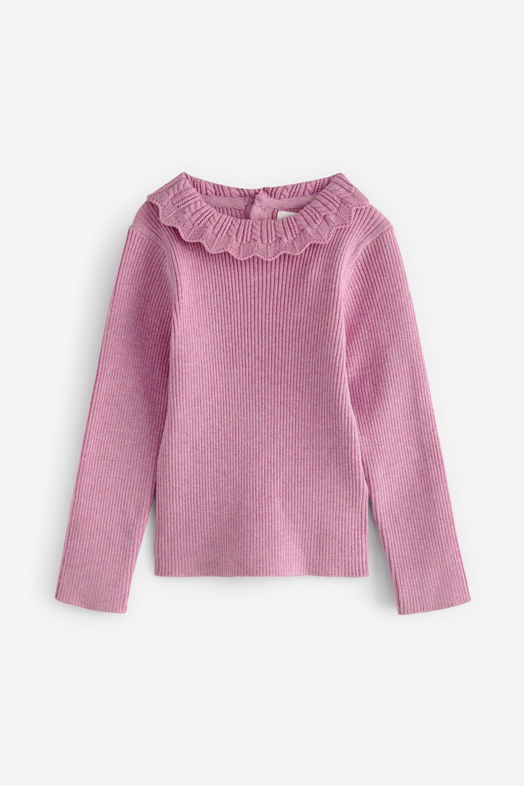 Lilac Purple Pointelle Neck Jumper (3mths-7yrs)