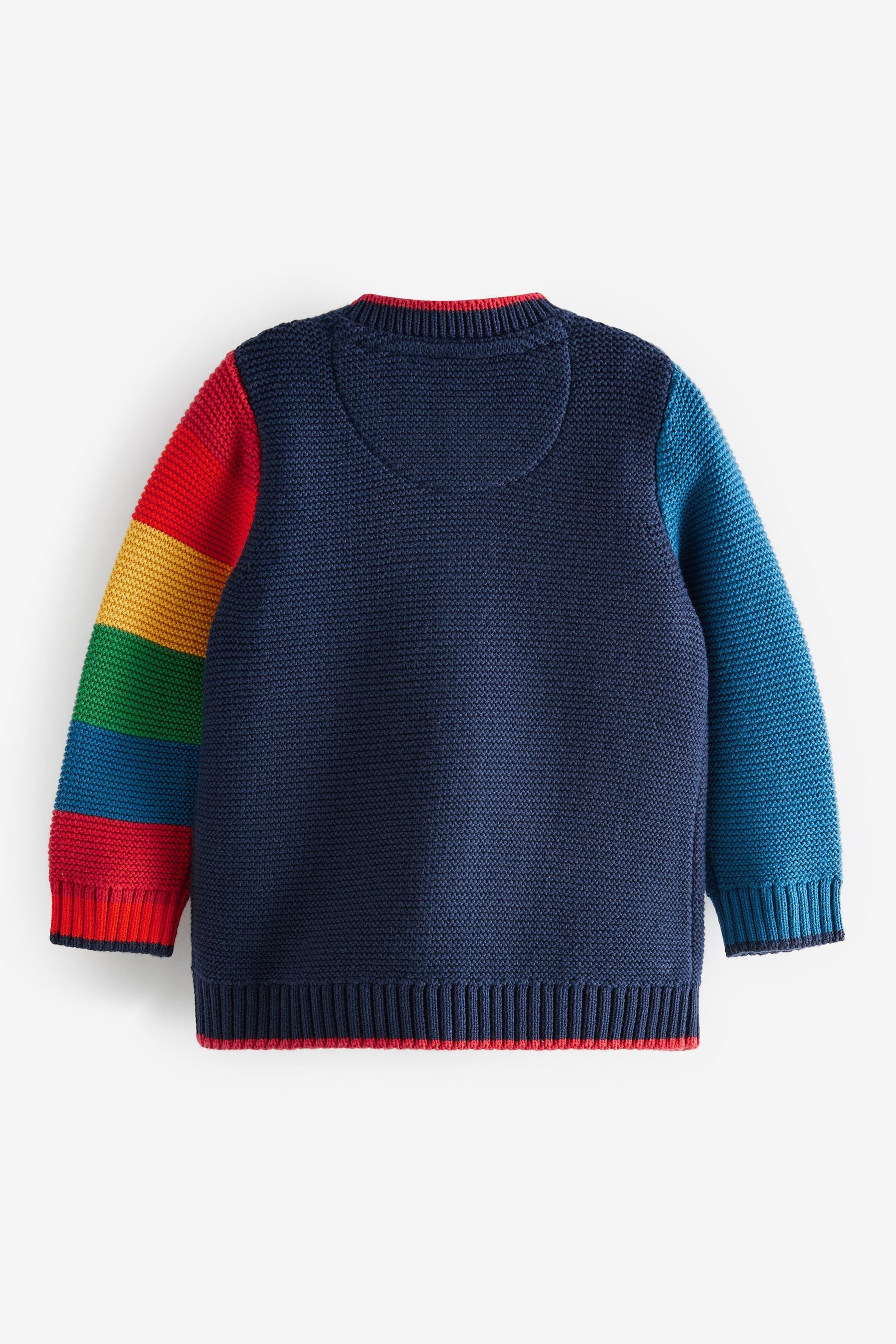 Navy Blue Rainbow Sleeve Knitted Cardigan (0mths-2yrs)