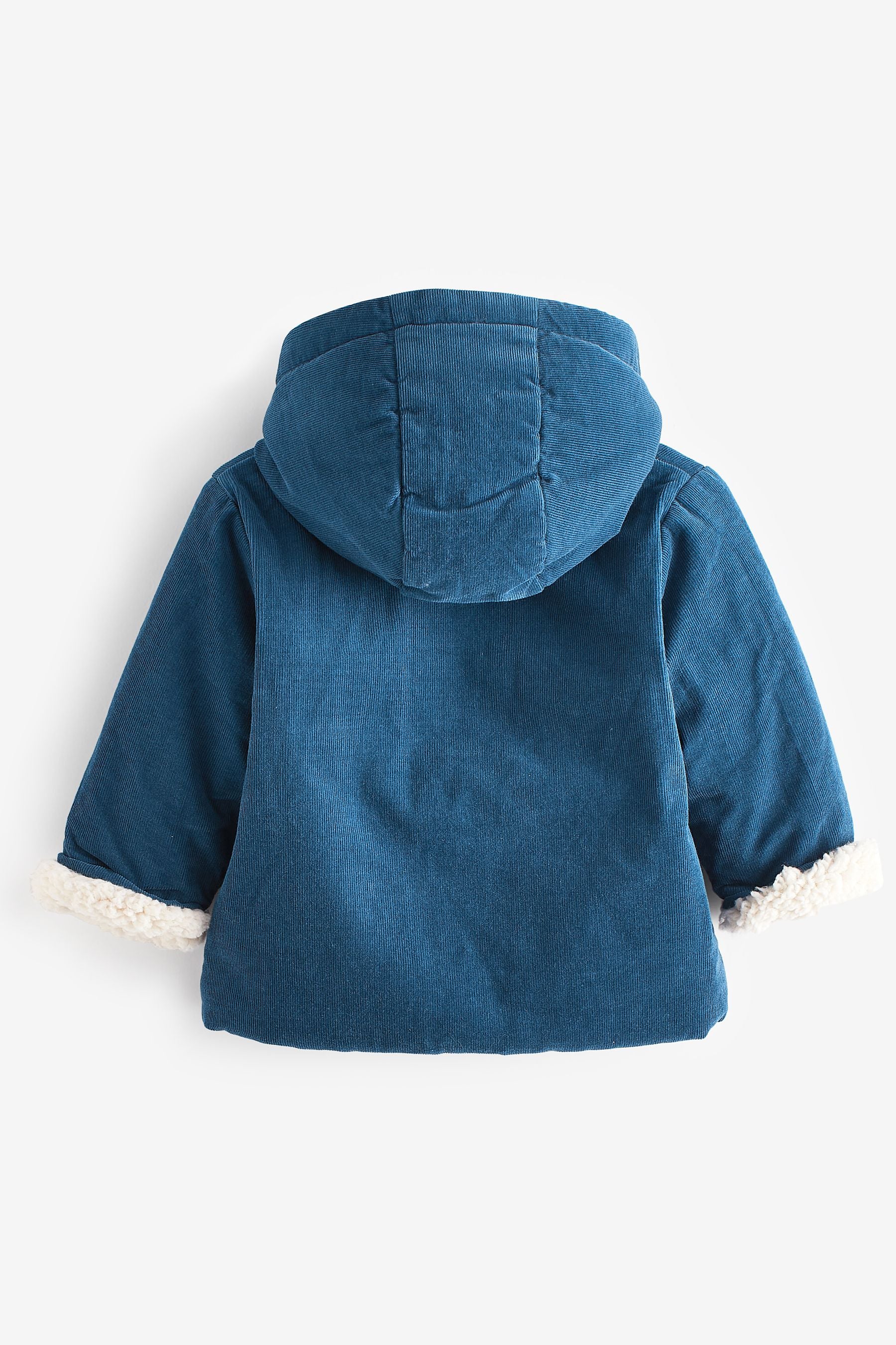 Navy Blue Cord Baby Borg Lined Hooded Jacket (0mths-2yrs)