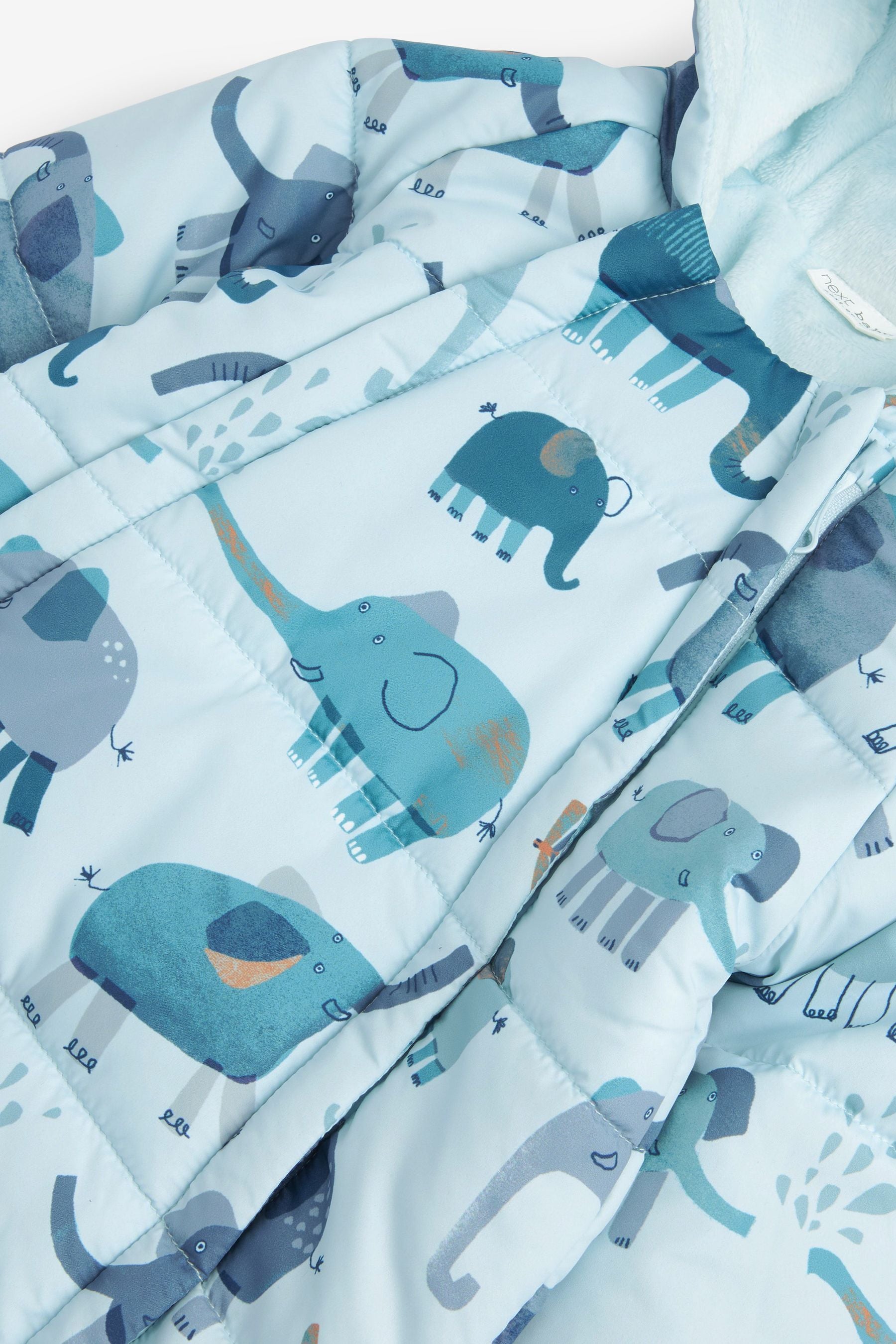 Blue Elephant Print Baby All-In-One Pramsuit (0mths-2yrs)