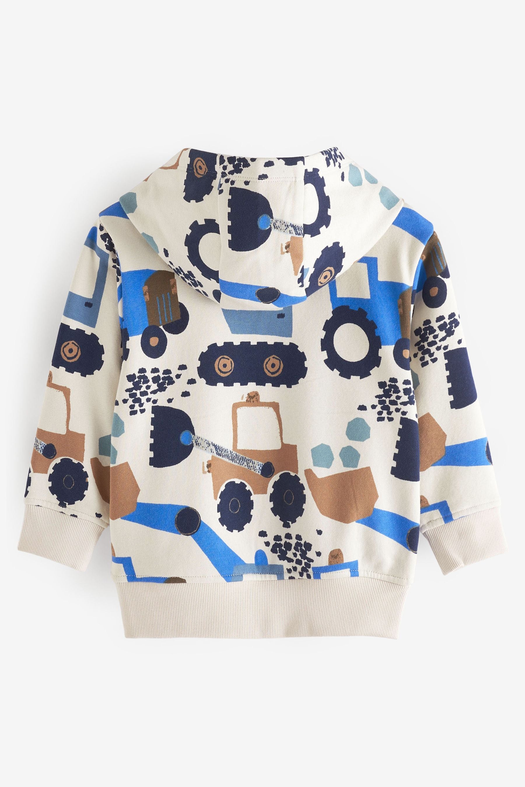 White/Blue Digger Long Sleeve Jersey Hoodie (3mths-7yrs)