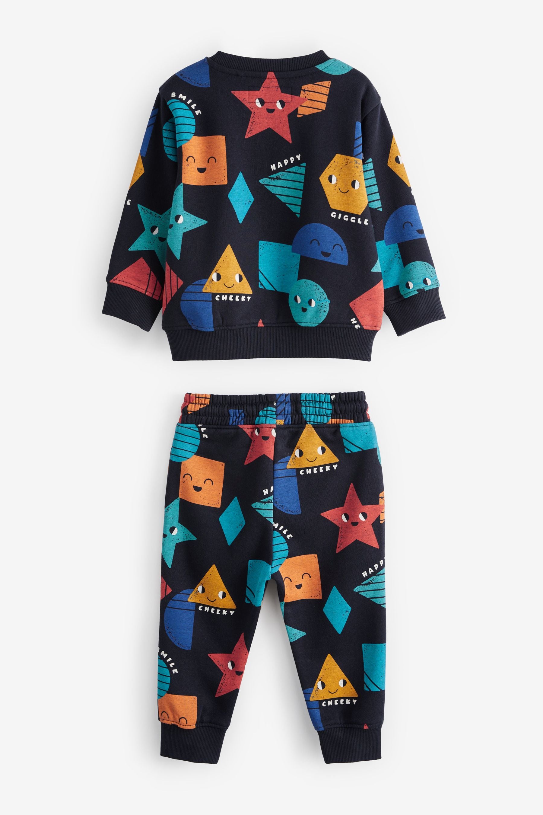 Black Shapes All-Over Print Jersey Sweatshirt And Joggers Set (3mths-7yrs)