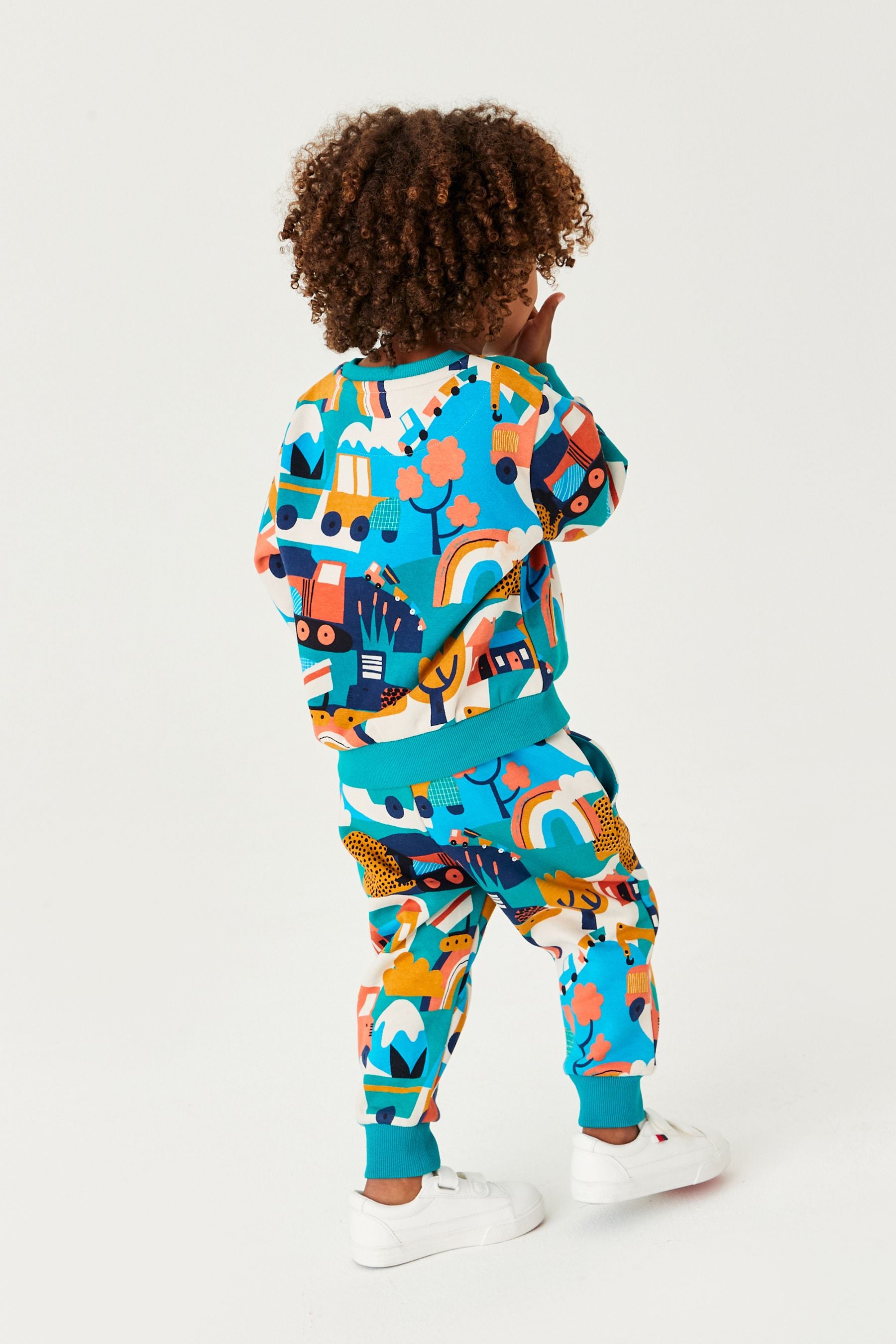 Rainbow Vehicles All-Over Print Jersey Sweatshirt And Joggers Set (3mths-7yrs)