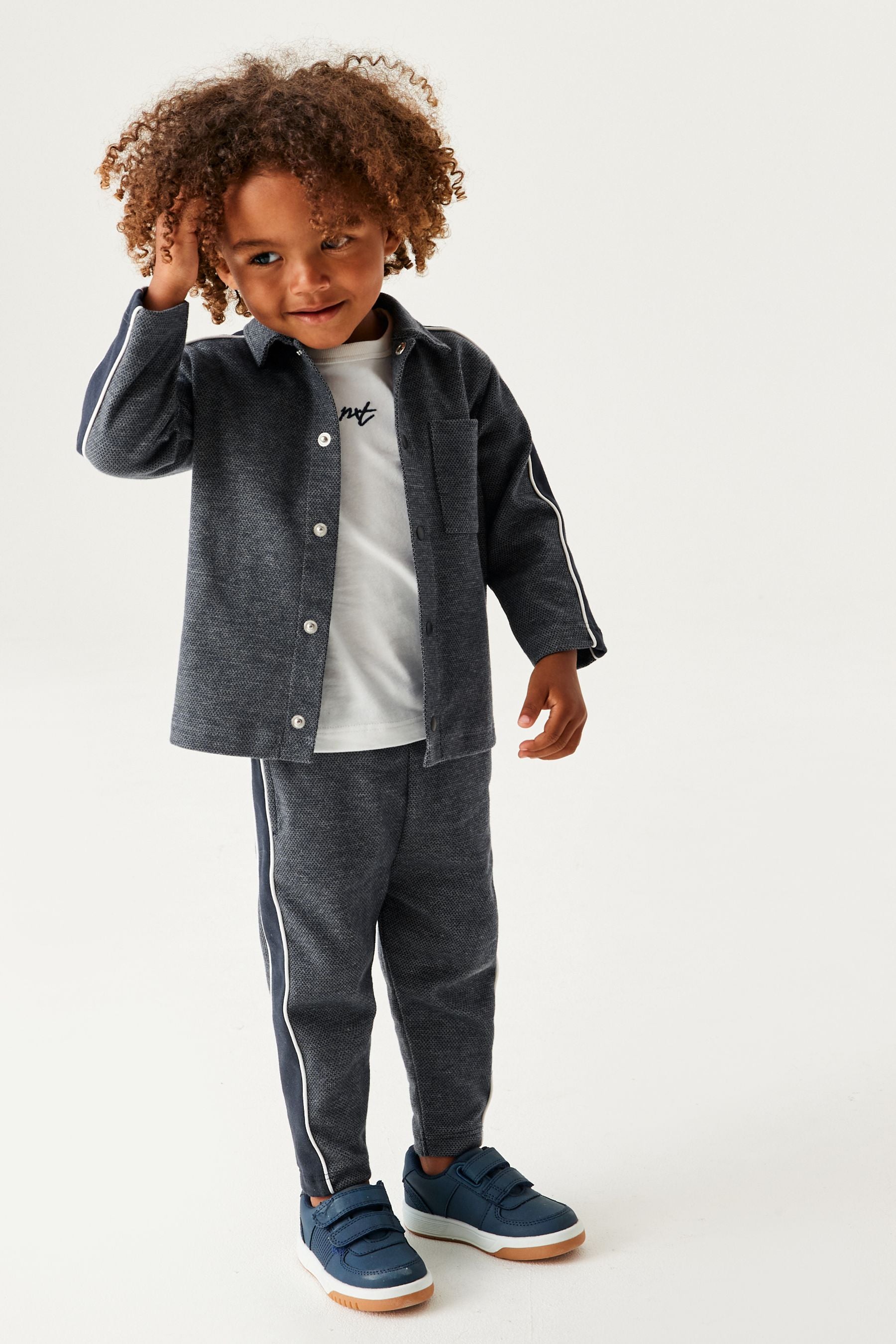 Blue Check 3 Piece Jersey cardigan And Joggers Set (3mths-7yrs)