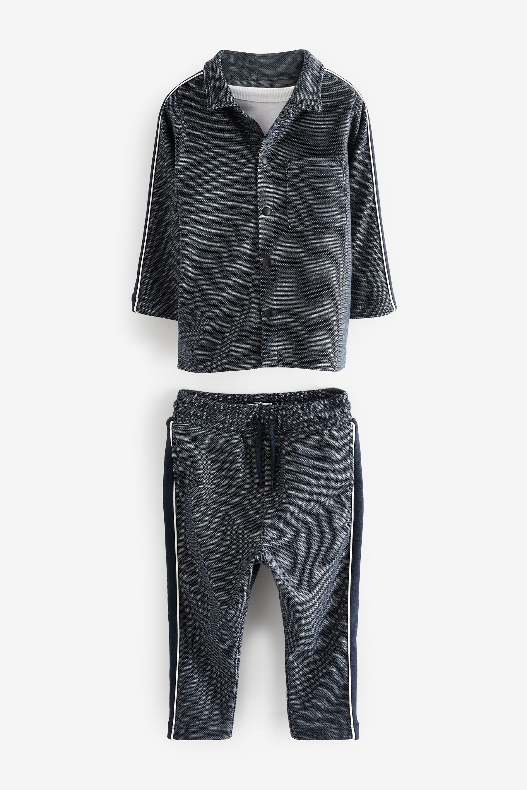 Blue Check 3 Piece Jersey cardigan And Joggers Set (3mths-7yrs)