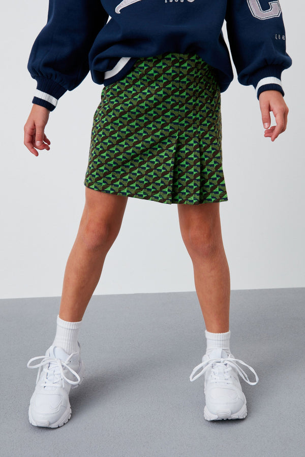 Green Geo Print Jacquard Skirt (3-16yrs)