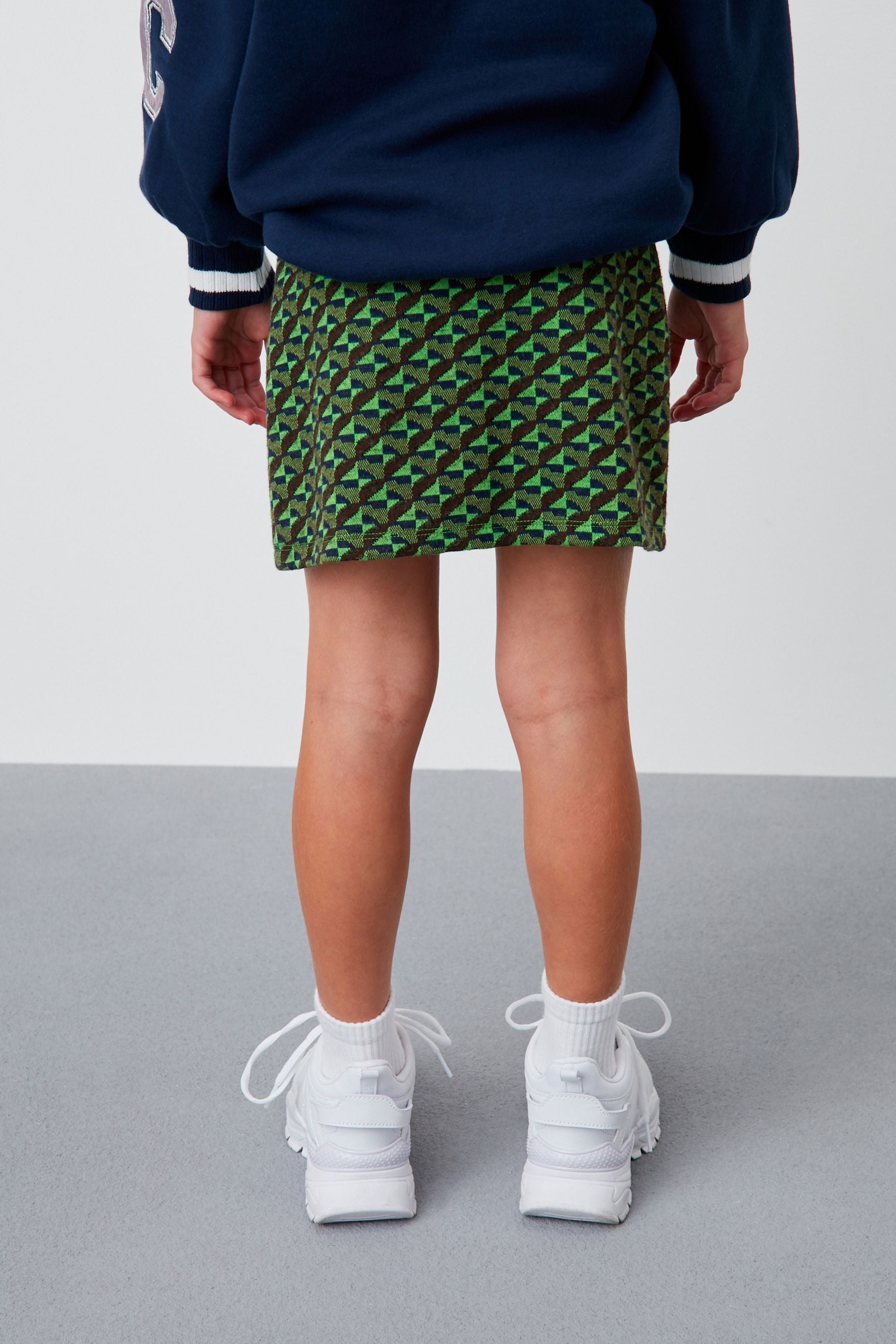 Green Geo Print Jacquard Skirt (3-16yrs)