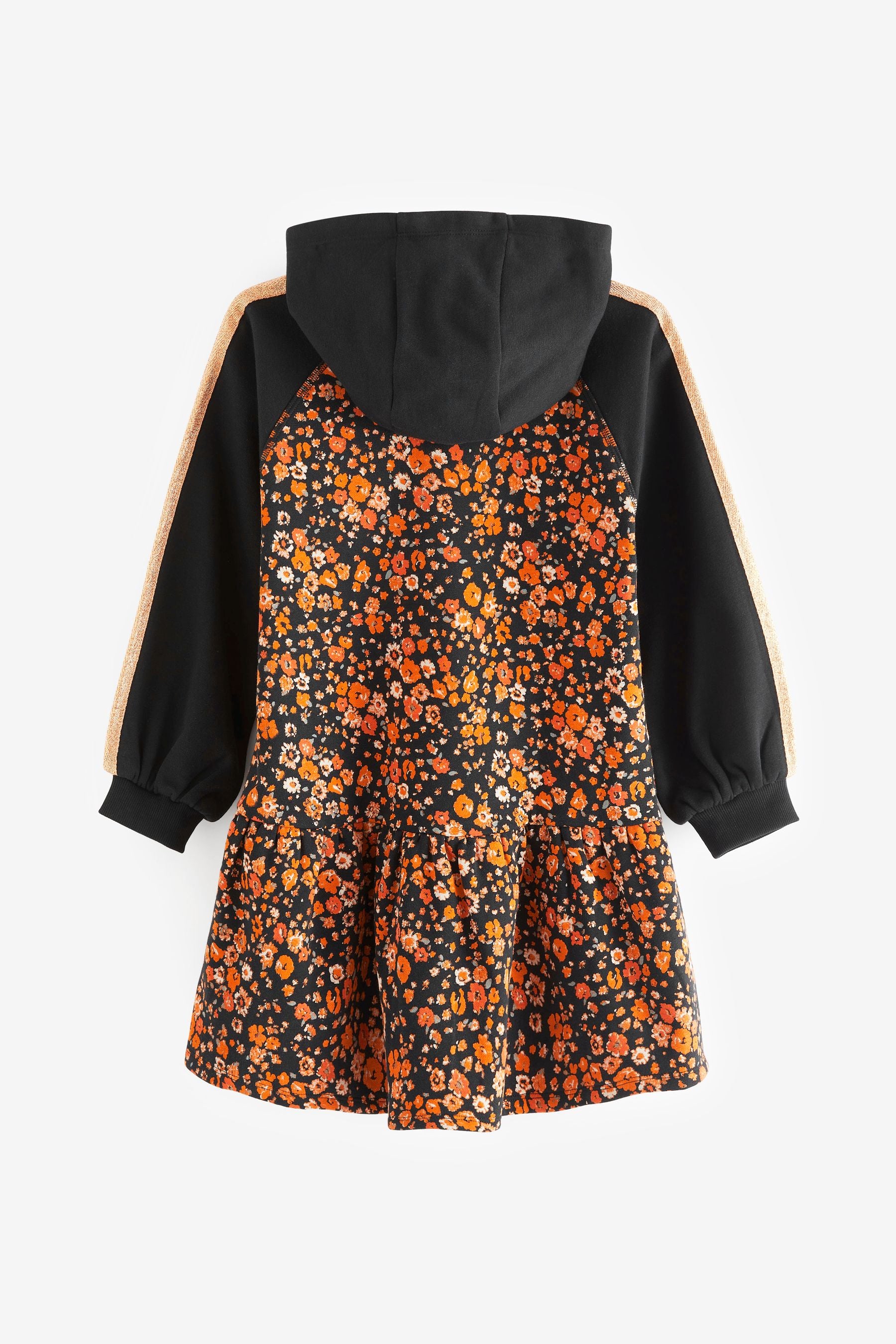 Black Floral Hooded Jumper Dress (3-16yrs)