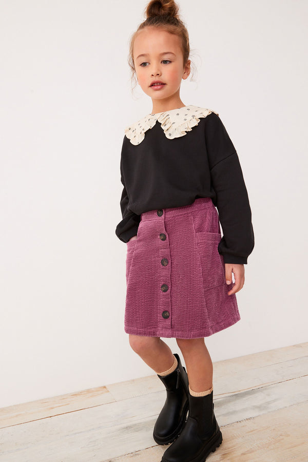 Lilac Purple Button Through Cord Skirt (3-16yrs)