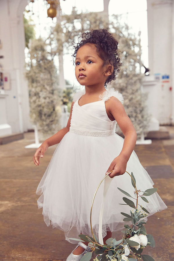 Ivory Cream Embellished Tulle Bridesmaid Dress (3mths-8yrs)