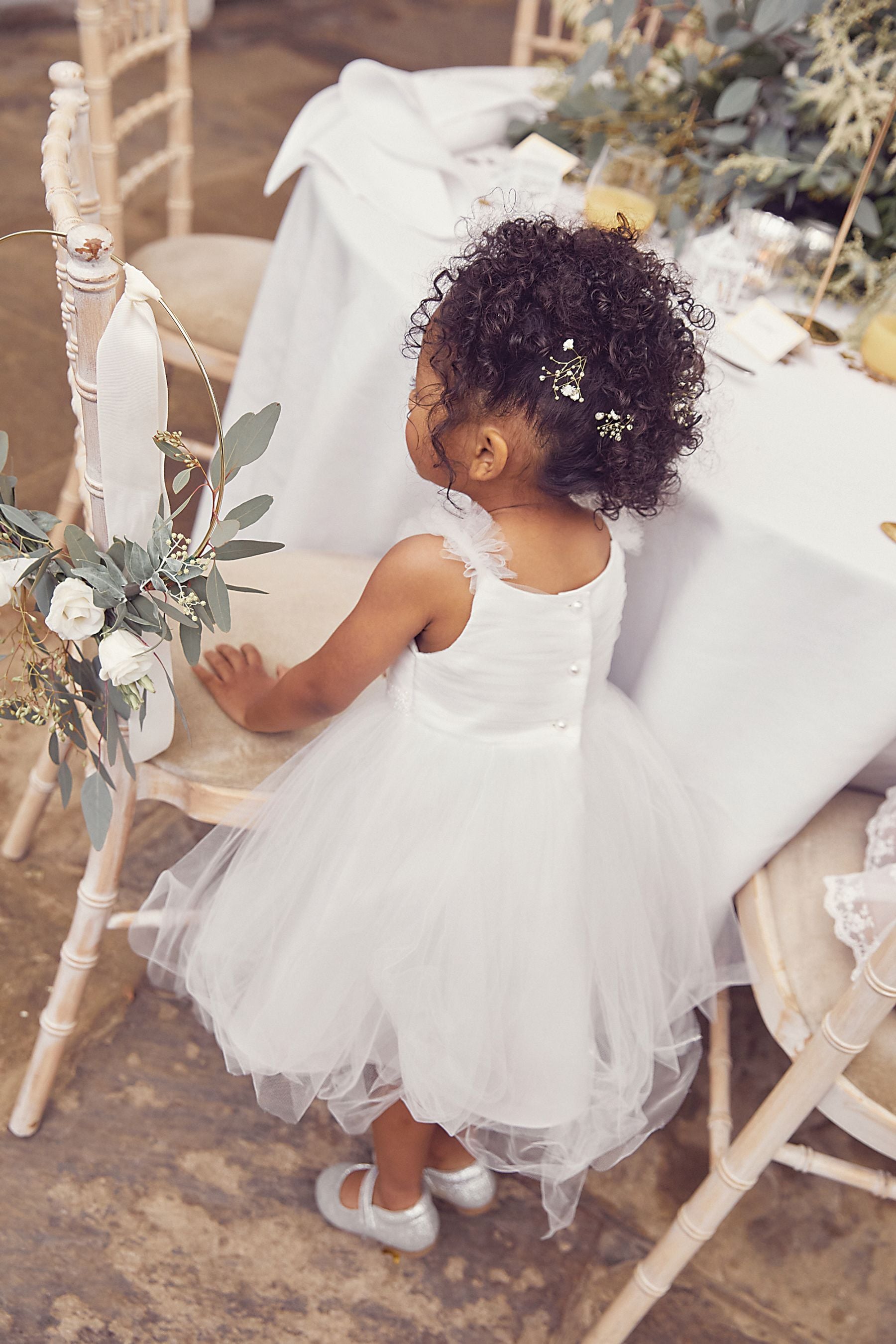 Ivory Cream Embellished Tulle Bridesmaid Dress (3mths-8yrs)