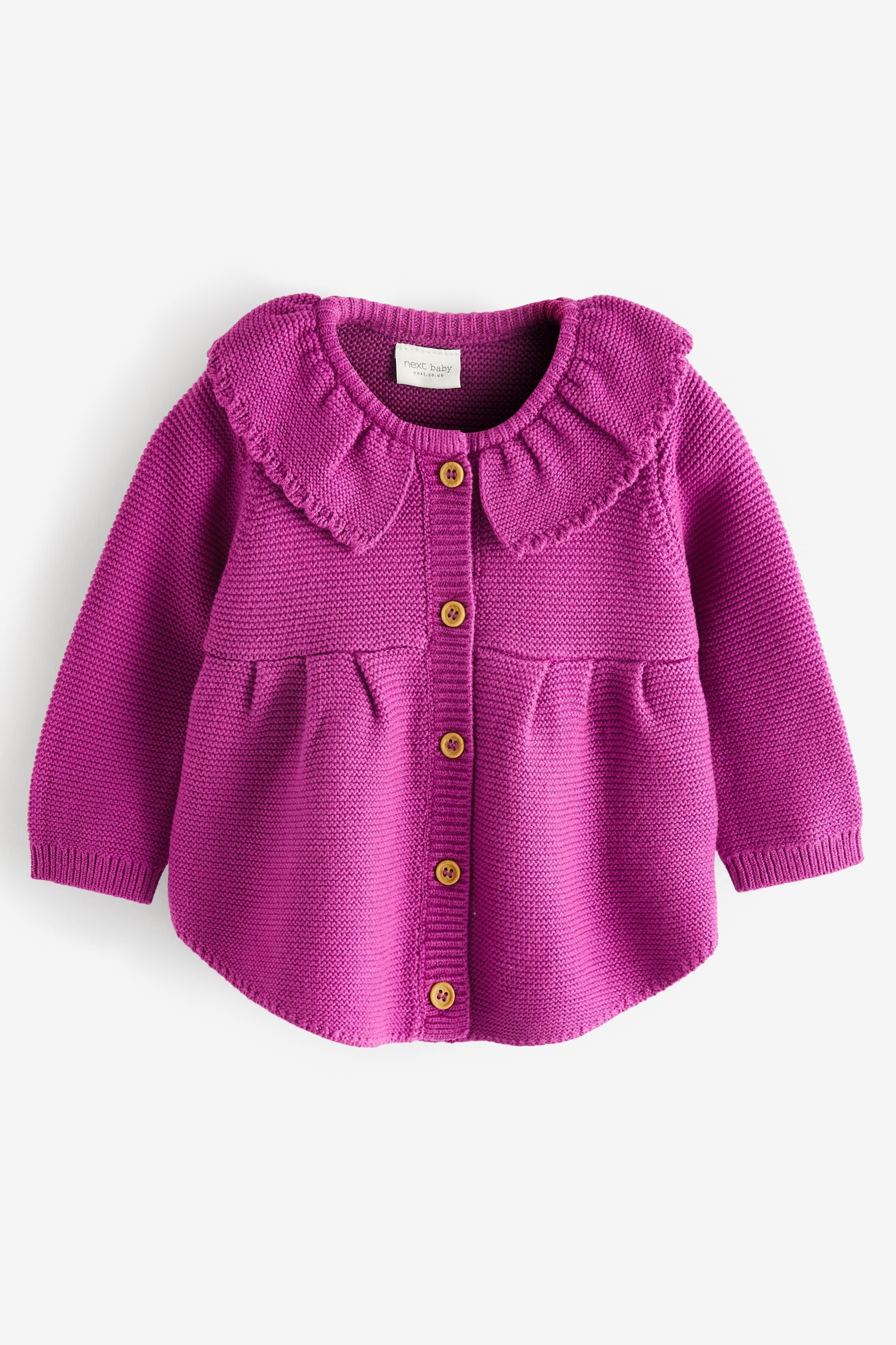 Raspberry Pink Frill Collar Baby Cardigan (0mths-2yrs)