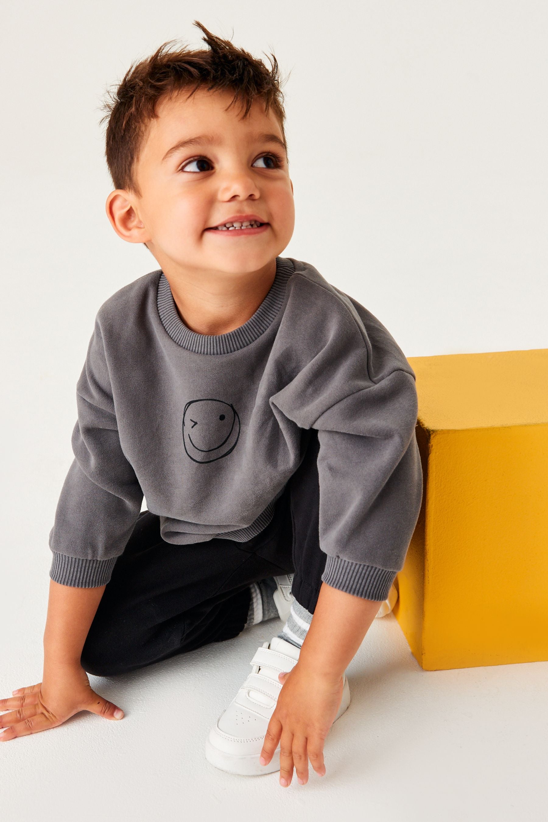 Charcoal Grey Oversized Sweatshirt And Joggers Set (3mths-7yrs)