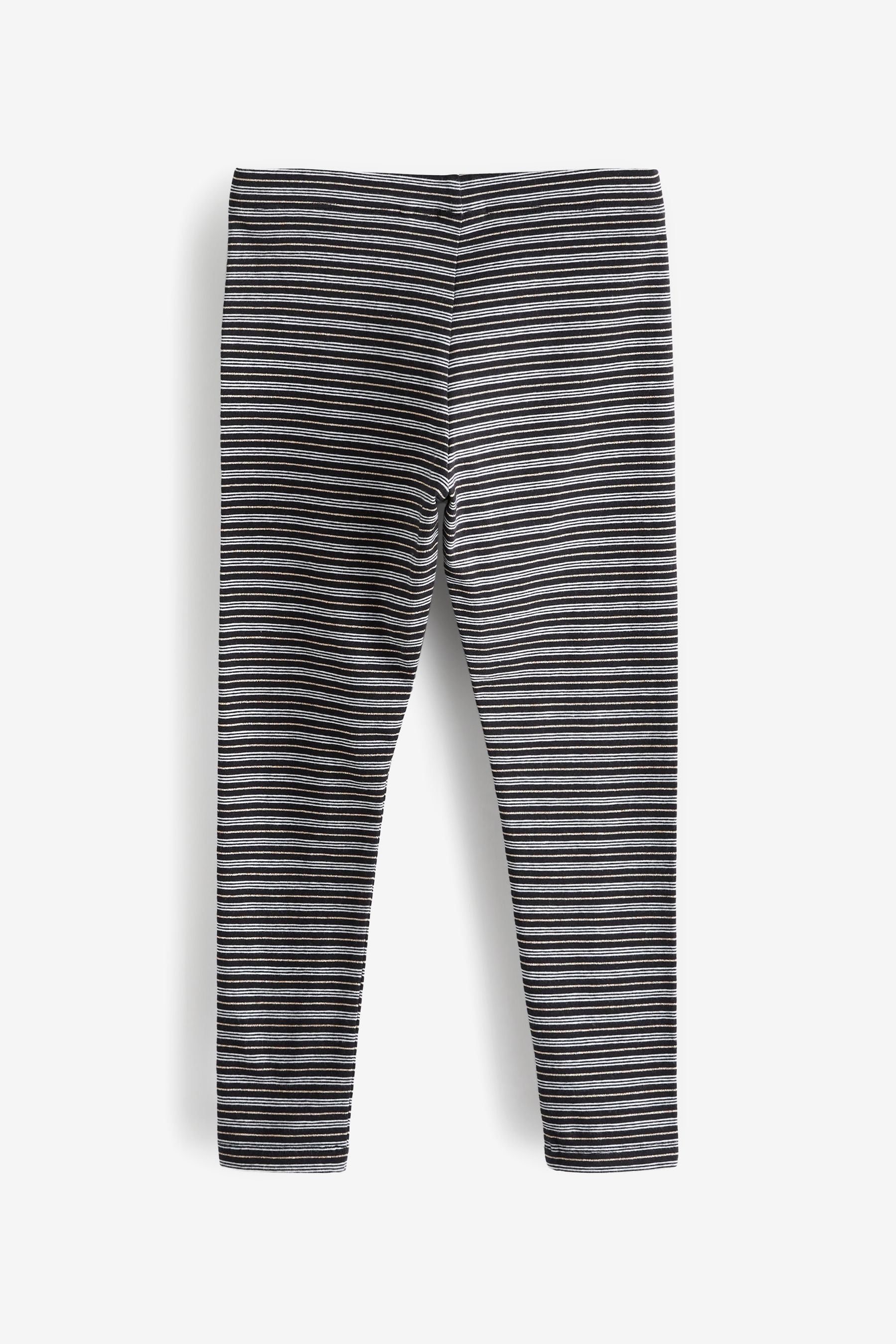 Black/Silver/White Stripe Leggings (3-16yrs)