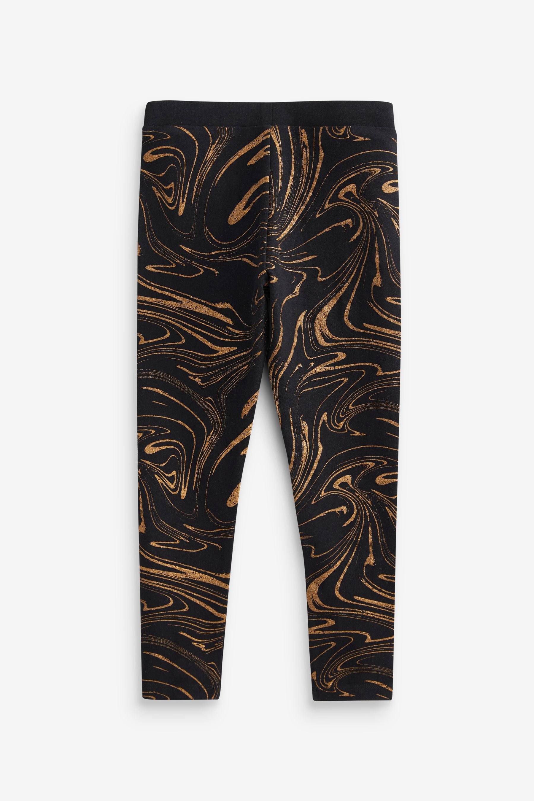 Black/Gold Metallic Marble Leggings (3-16yrs)