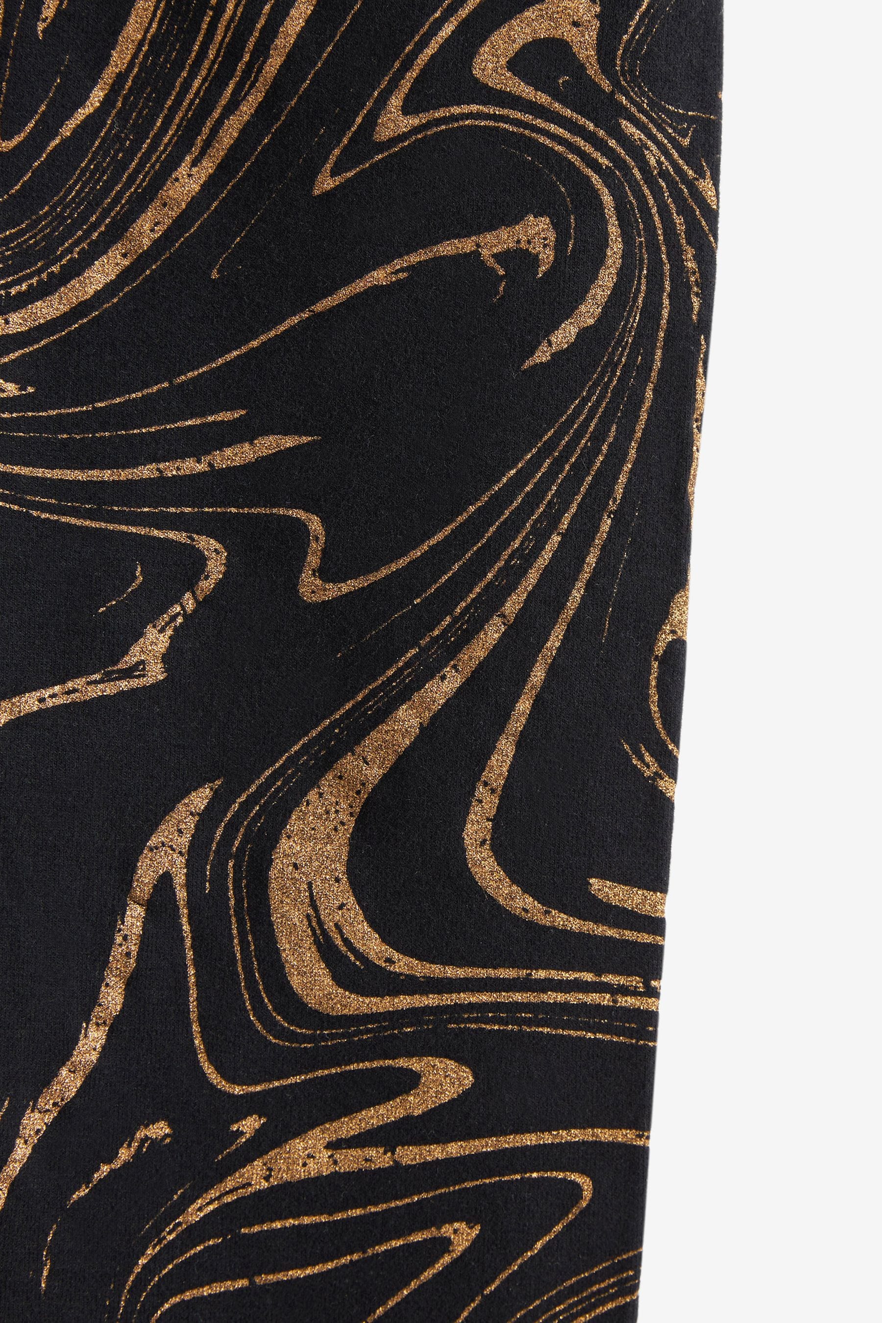 Black/Gold Metallic Marble Leggings (3-16yrs)