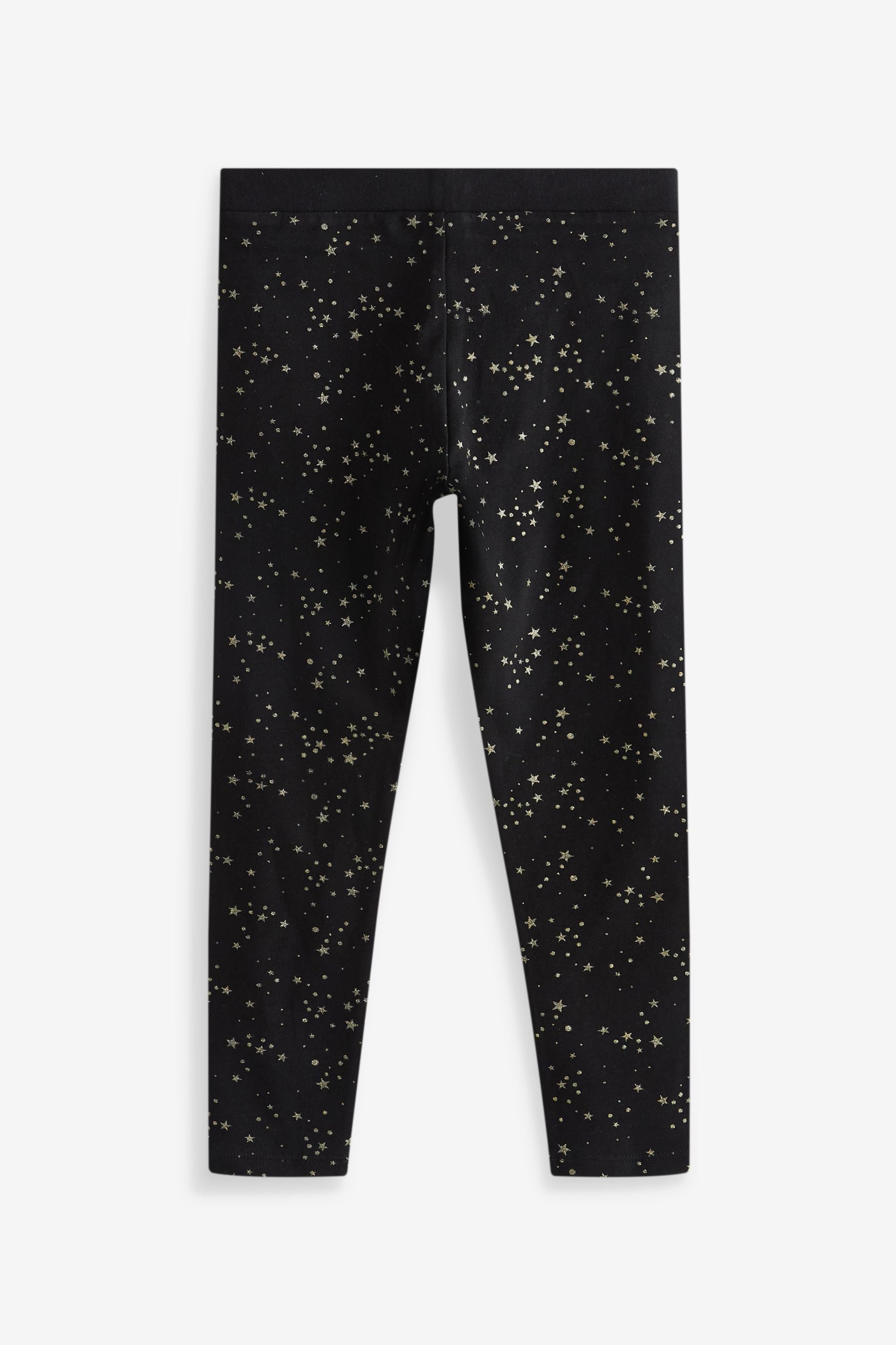 Black Gold Glitter Star Print Leggings (3-16yrs)