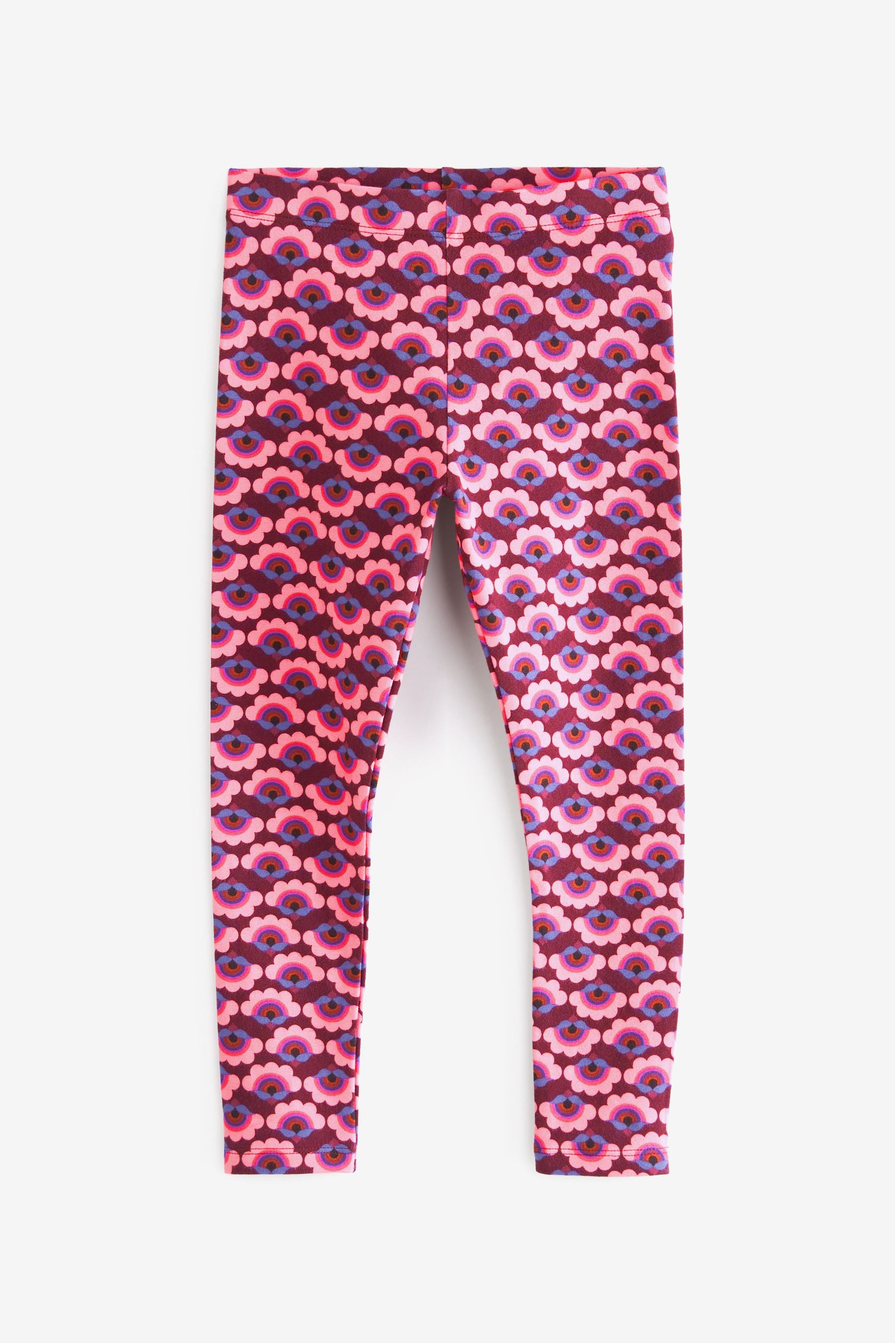 Berry Purple Geo Flower Print Leggings (3-16yrs)