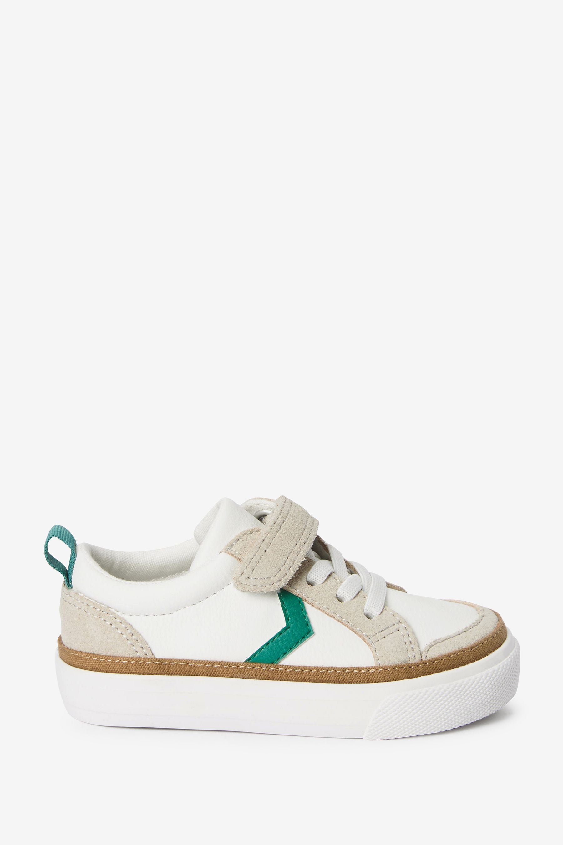 White/Green Touch Fastening Chevron Shoes