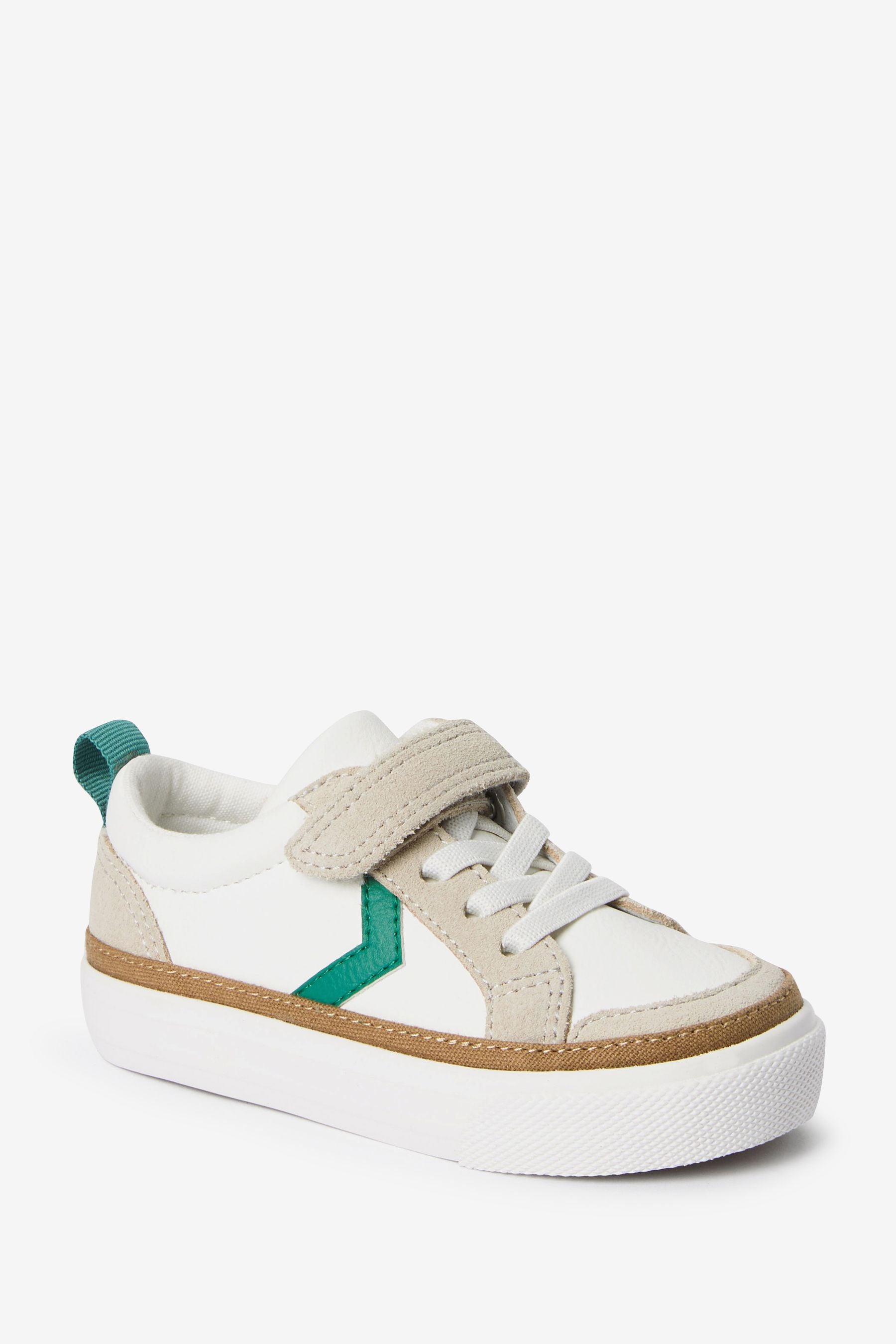 White/Green Touch Fastening Chevron Shoes