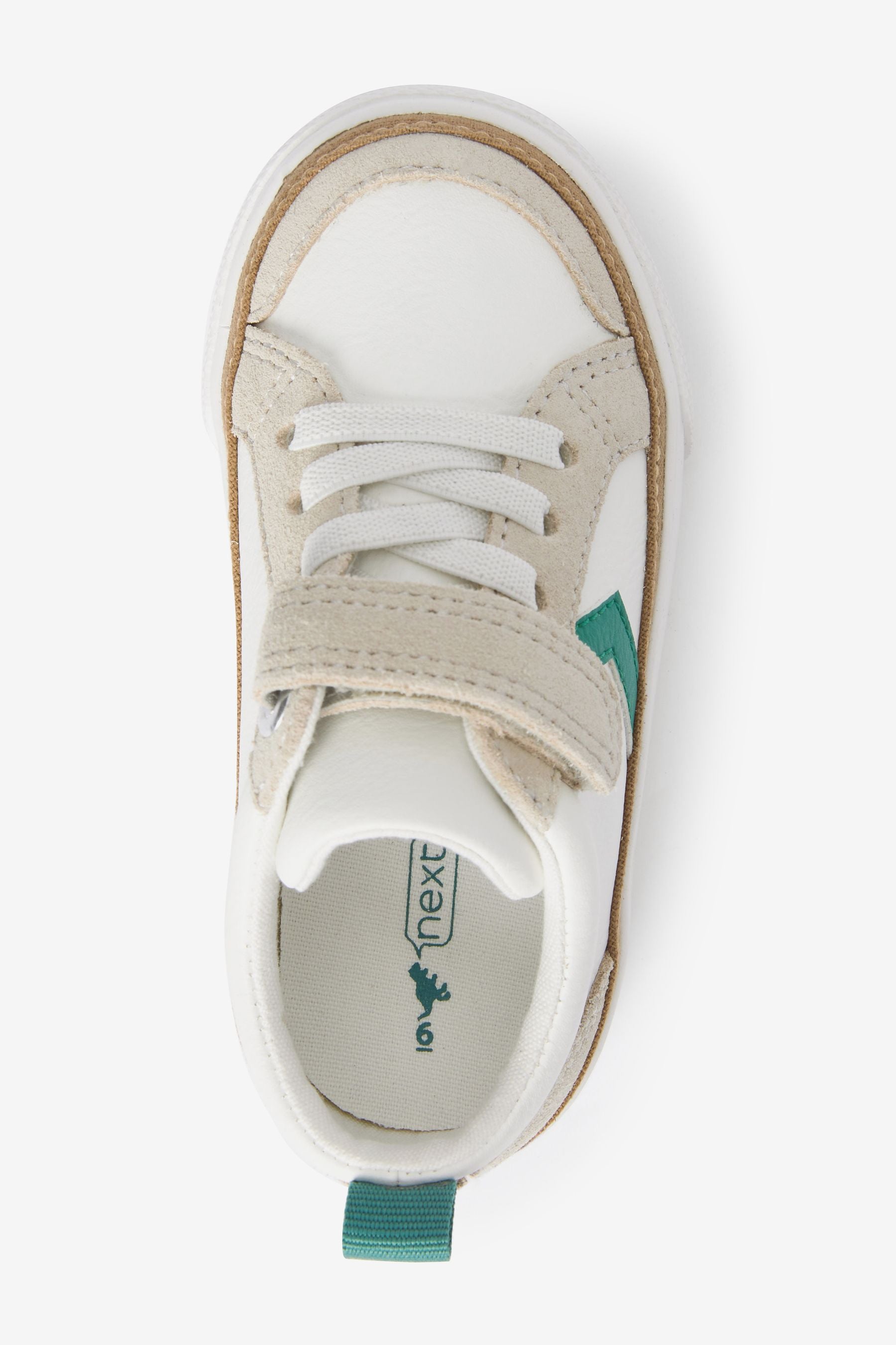 White/Green Touch Fastening Chevron Shoes