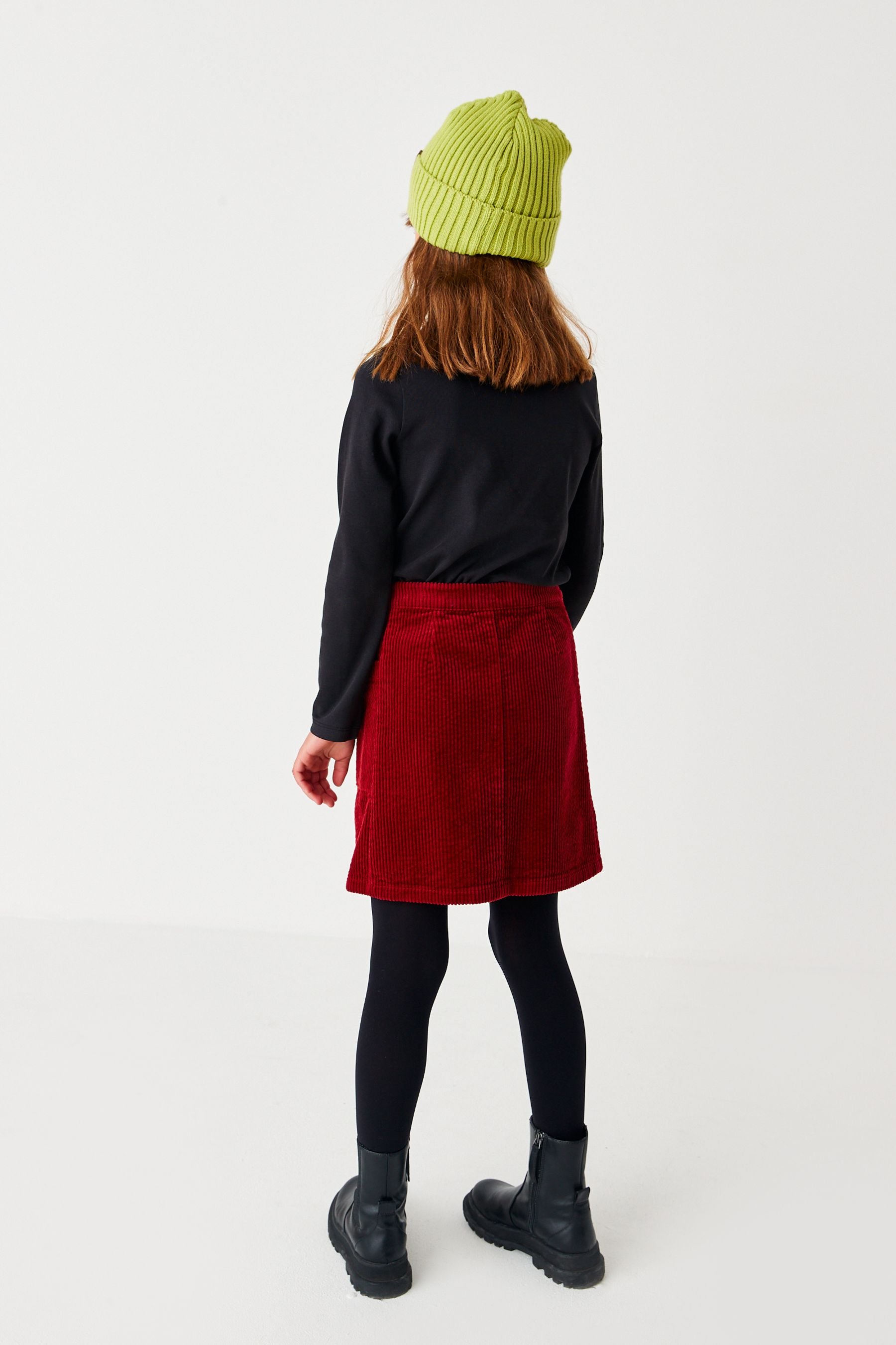 Red Button Through Cord Skirt (3-16yrs)