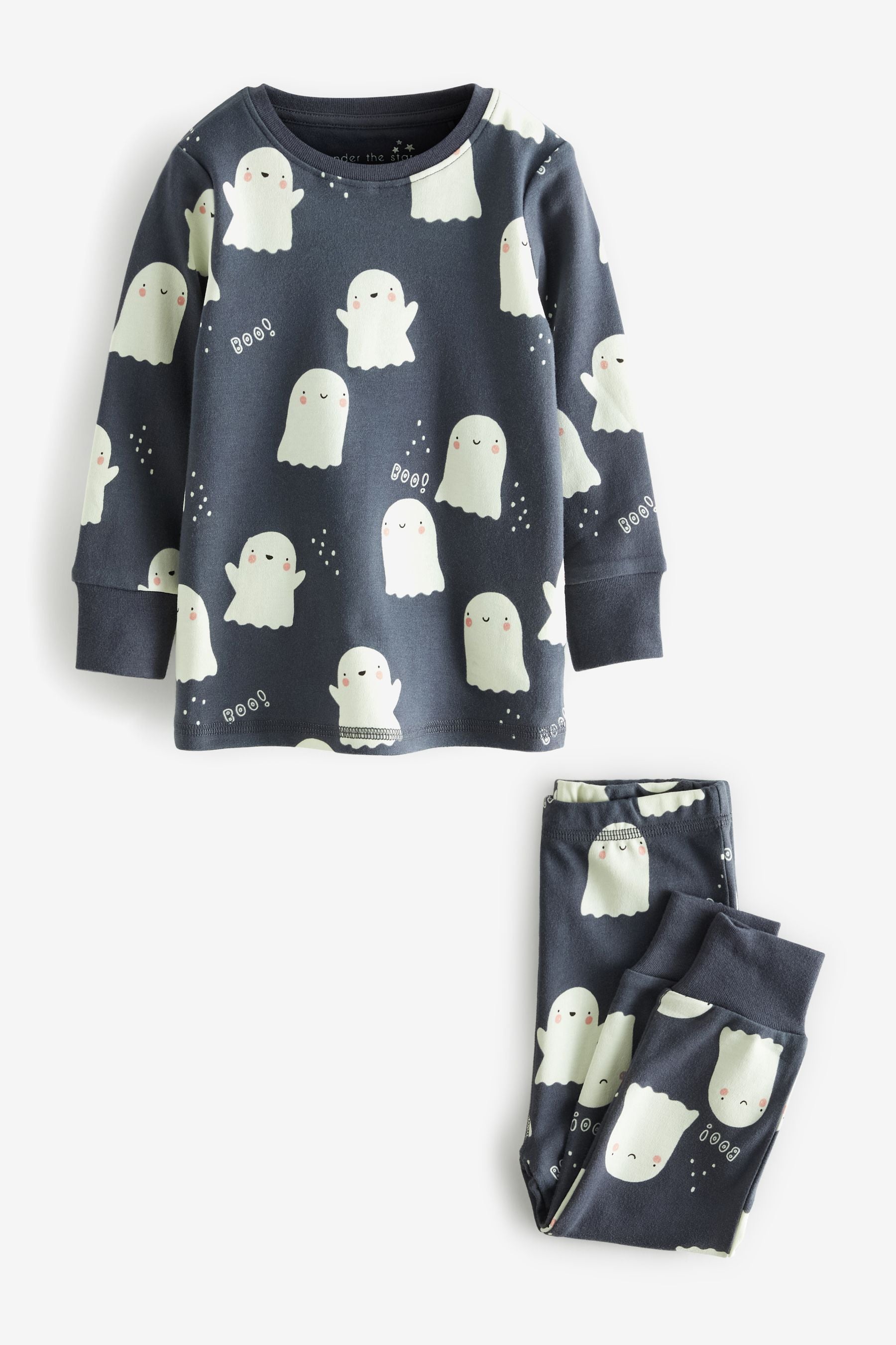 Grey/White Halloween Glow In The Dark Ghost Pyjamas (9mths-12yrs)