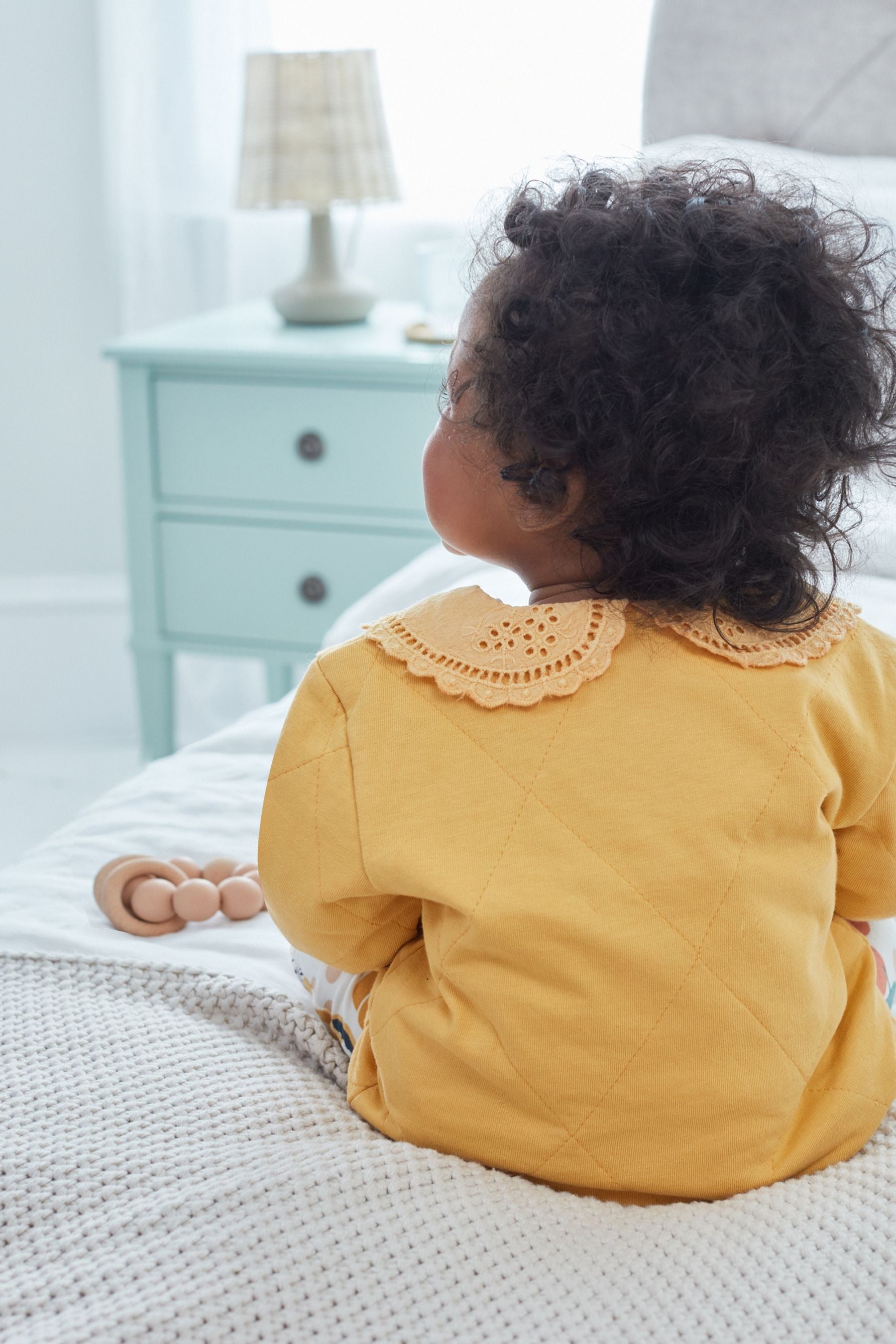 Ochre Yellow Quilted Collar Popper Jacket (0mths-2yrs)