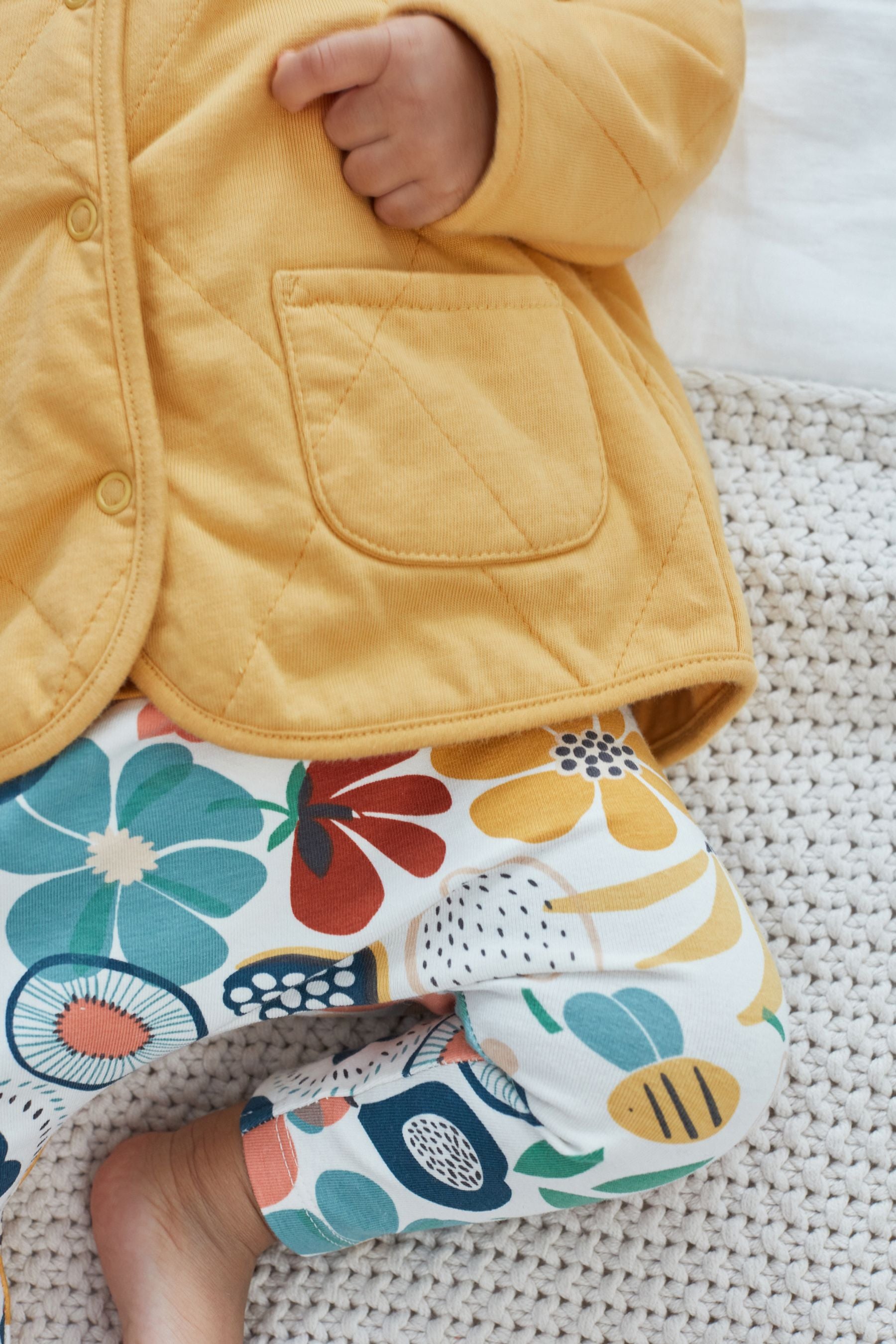 Ochre Yellow Quilted Collar Popper Jacket (0mths-2yrs)