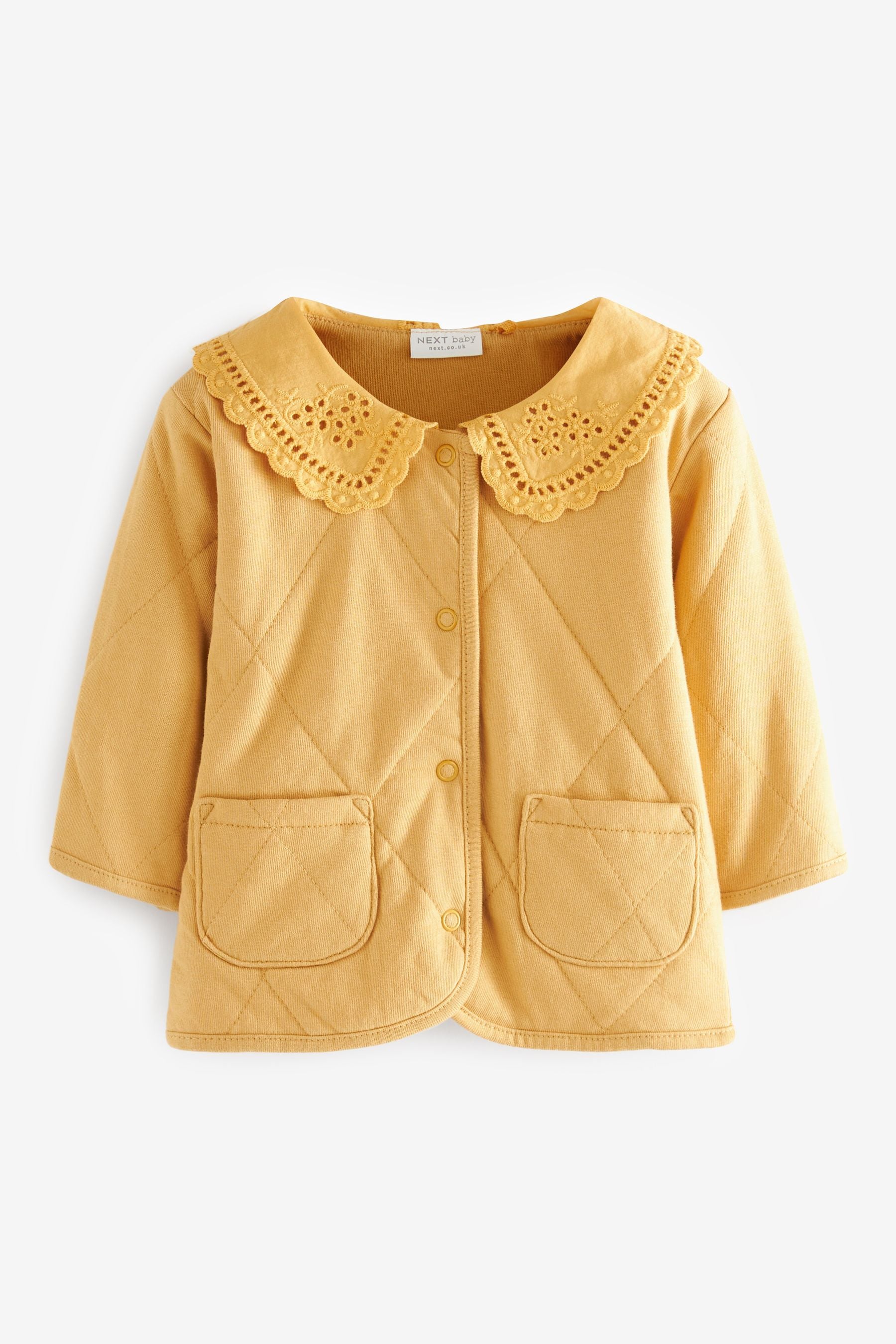 Ochre Yellow Quilted Collar Popper Jacket (0mths-2yrs)