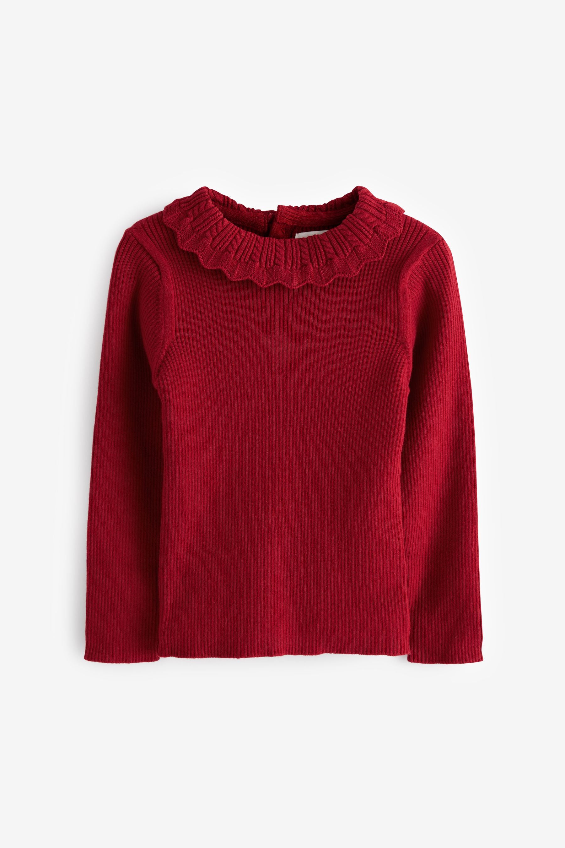 Red Pointelle Neck Jumper (3mths-7yrs)