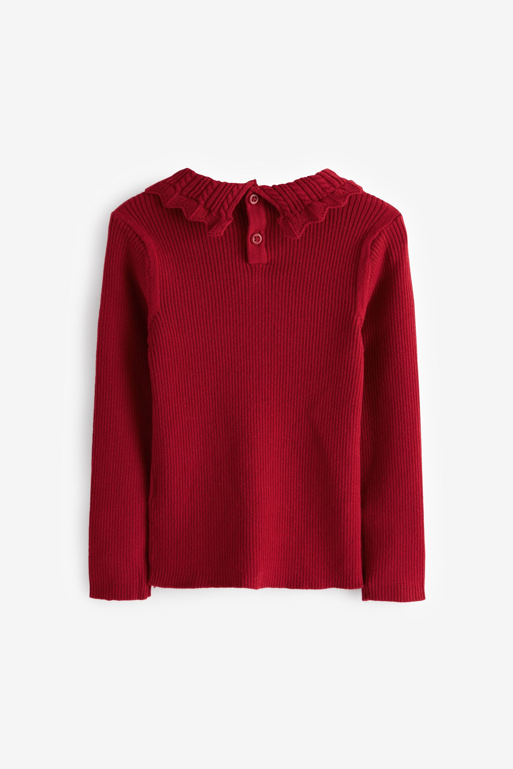 Red Pointelle Neck Jumper (3mths-7yrs)