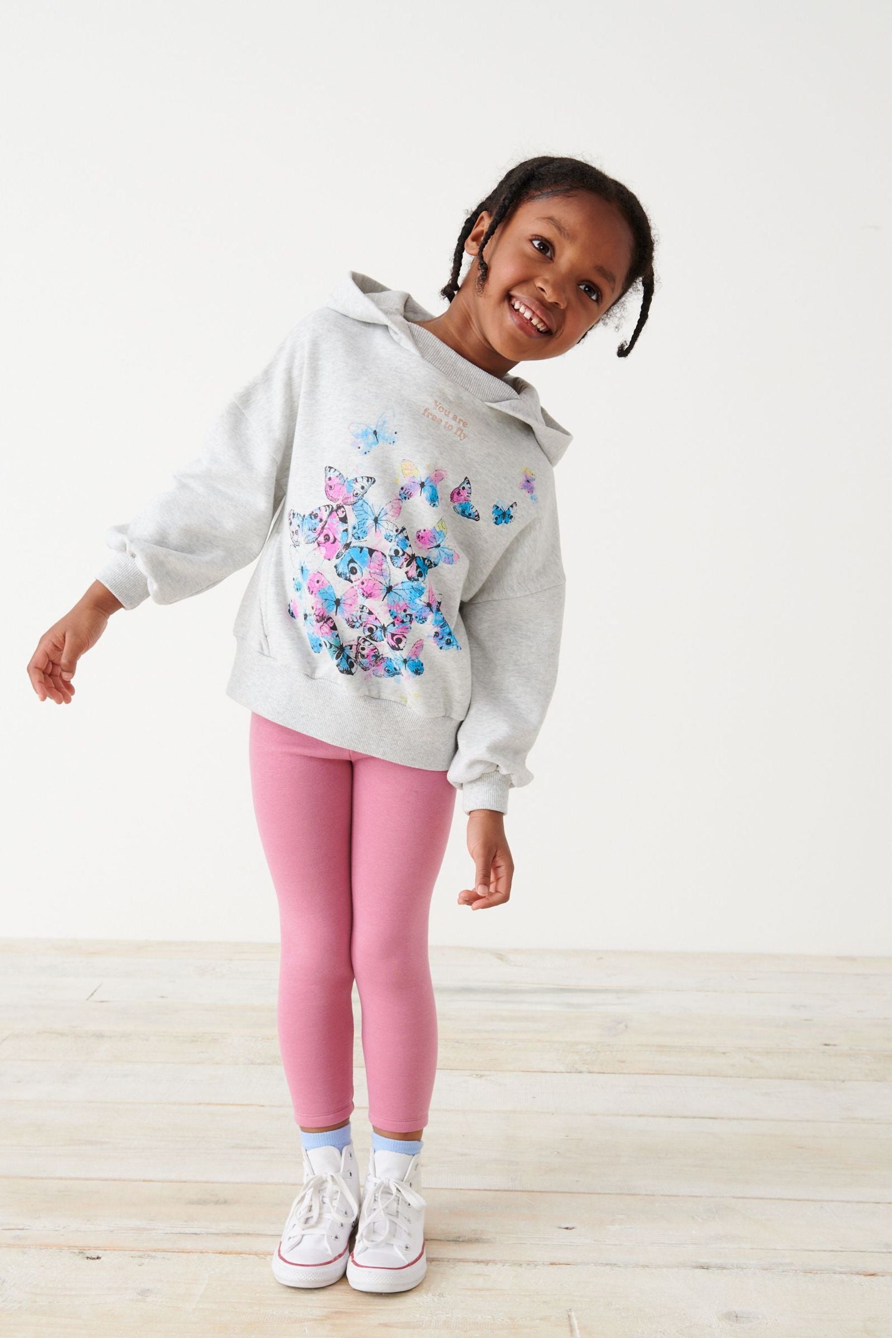 Grey BUTTERFLY PRINT Hoodie (3-16yrs)