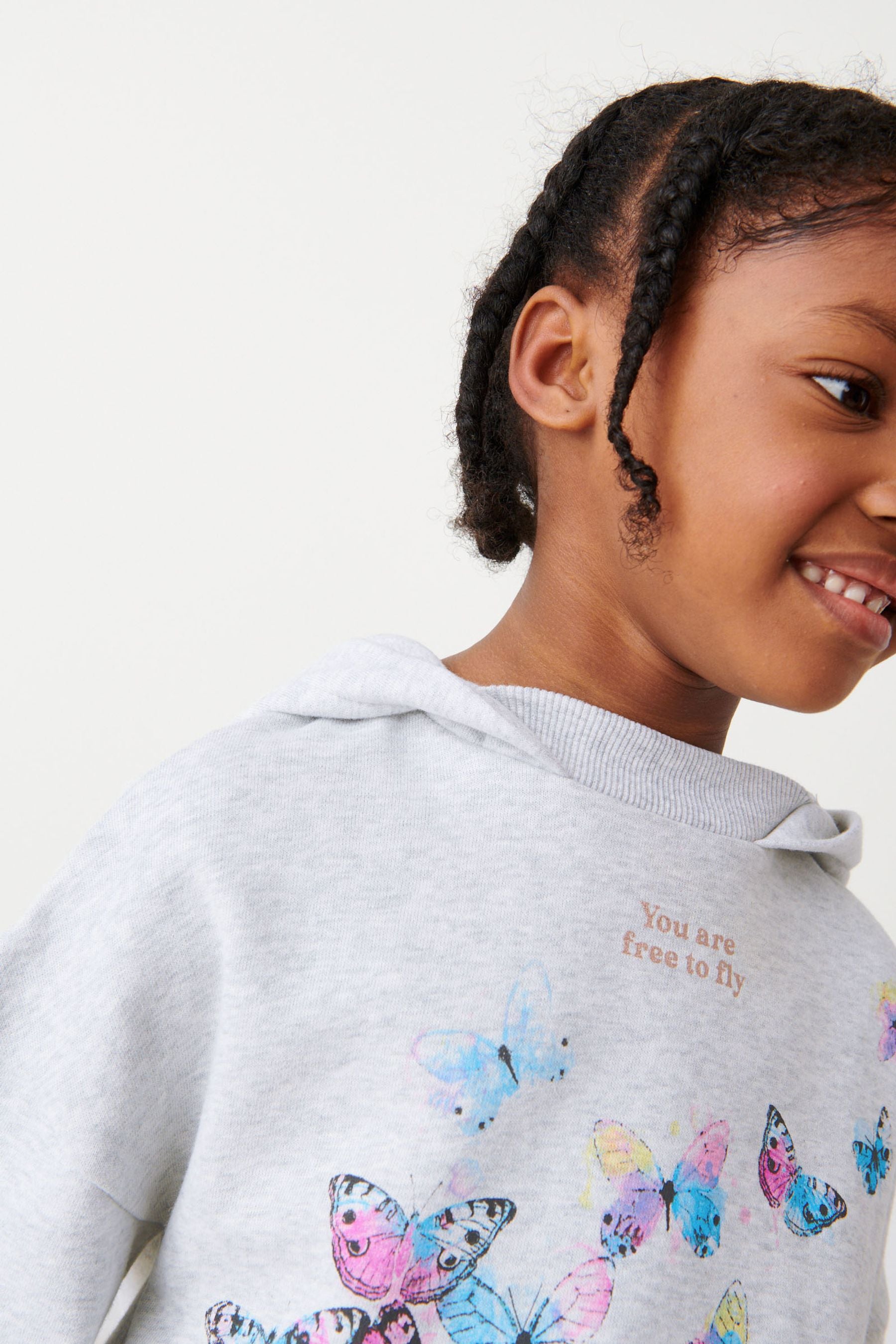 Grey BUTTERFLY PRINT Hoodie (3-16yrs)